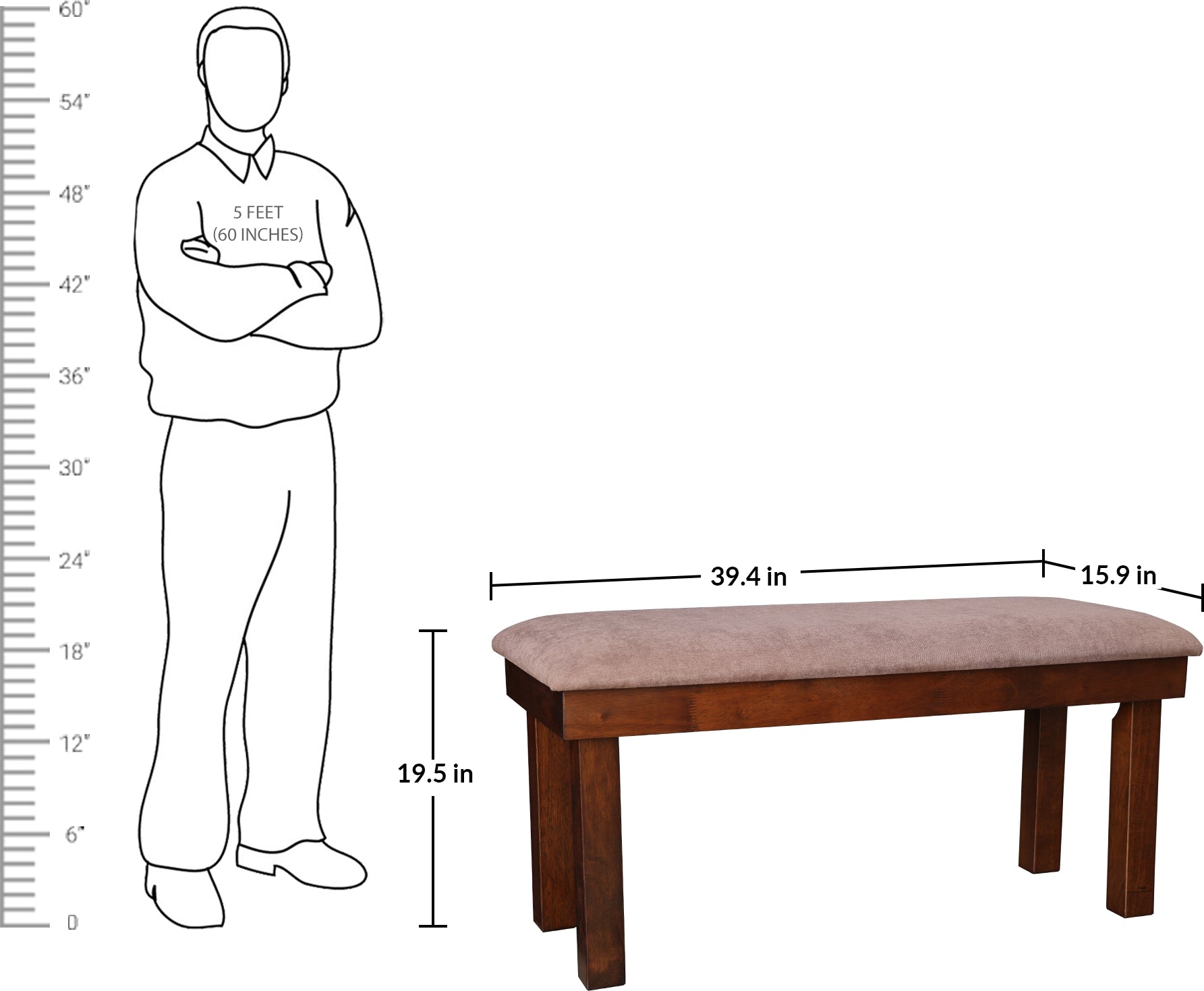 Hopton Solidwood Four Seater Dining Set With Bench in Walnut Colour
