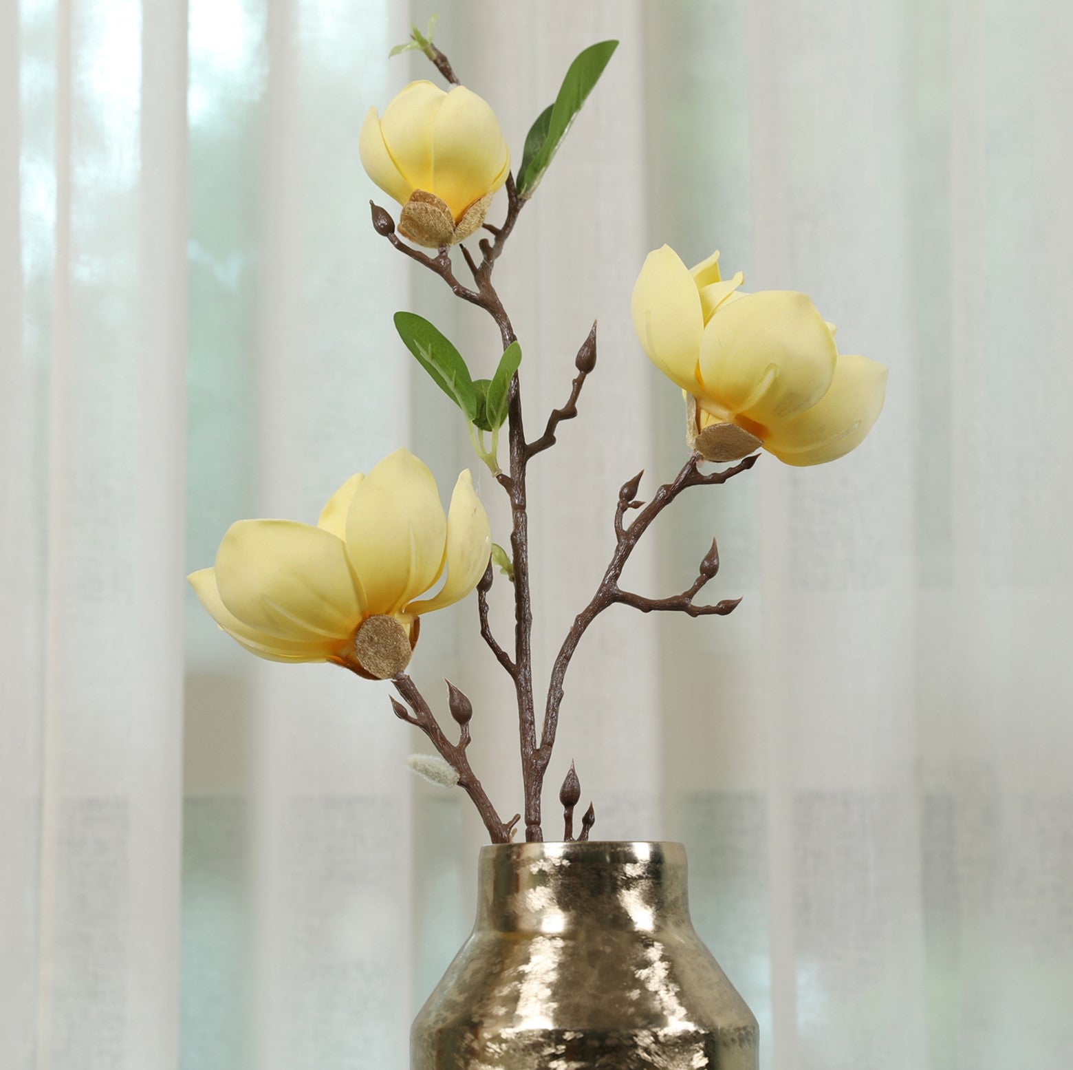 Blume Artificial Flower Magnolia Stem 94cm in Yellow Colour By Living Essence