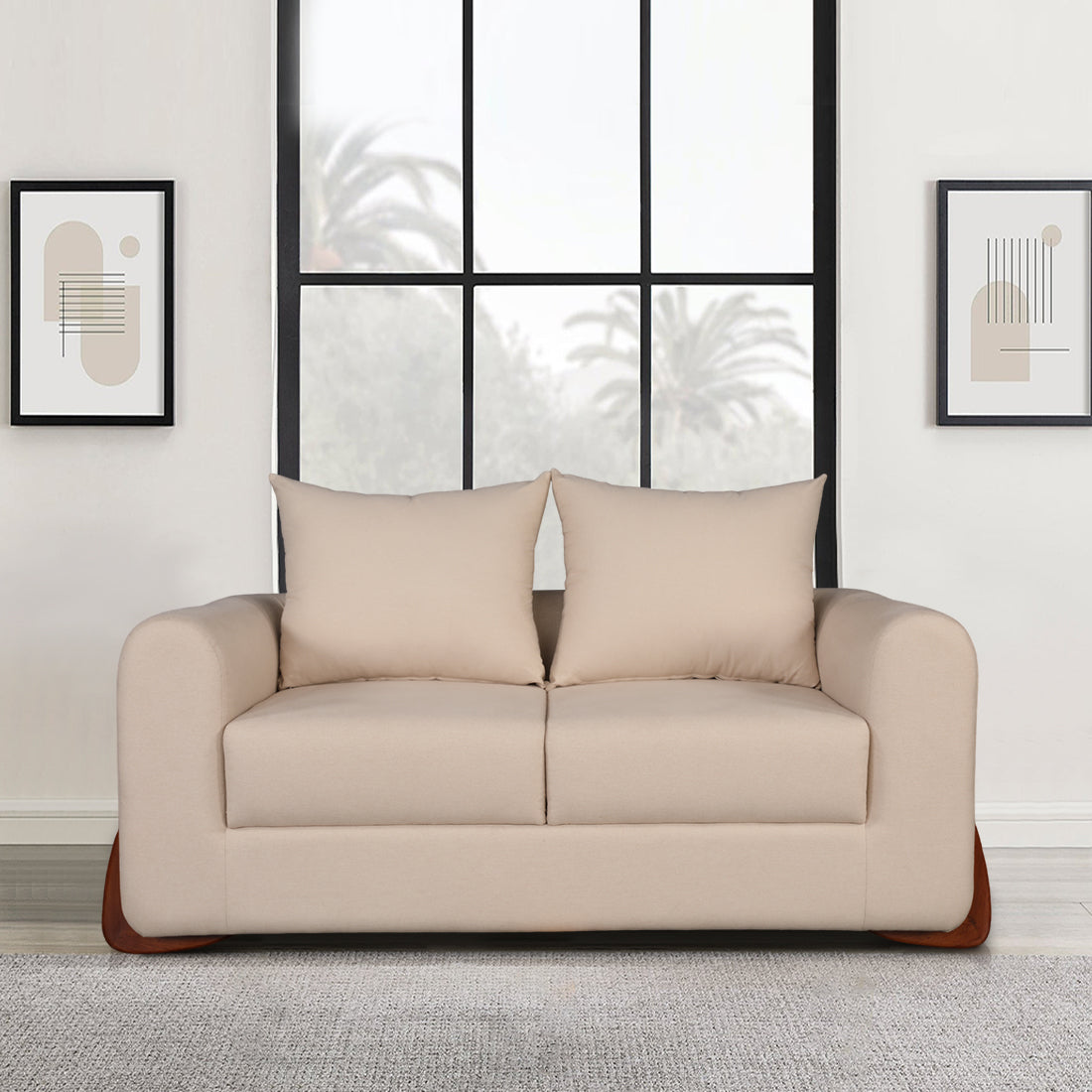 Bodhi Fabric Two Seater Sofa in Beige Colour