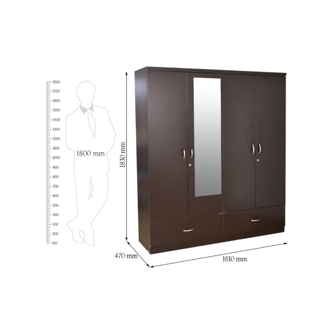 Utsav 4 door wardrobe in Wenge Colour