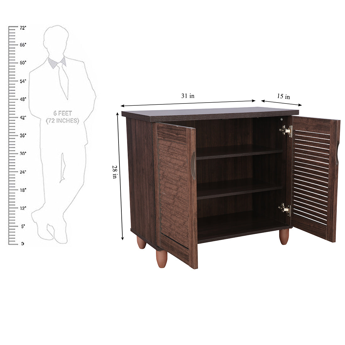 Riveria Engineered Wood Shoe Rack in Wenge Colour