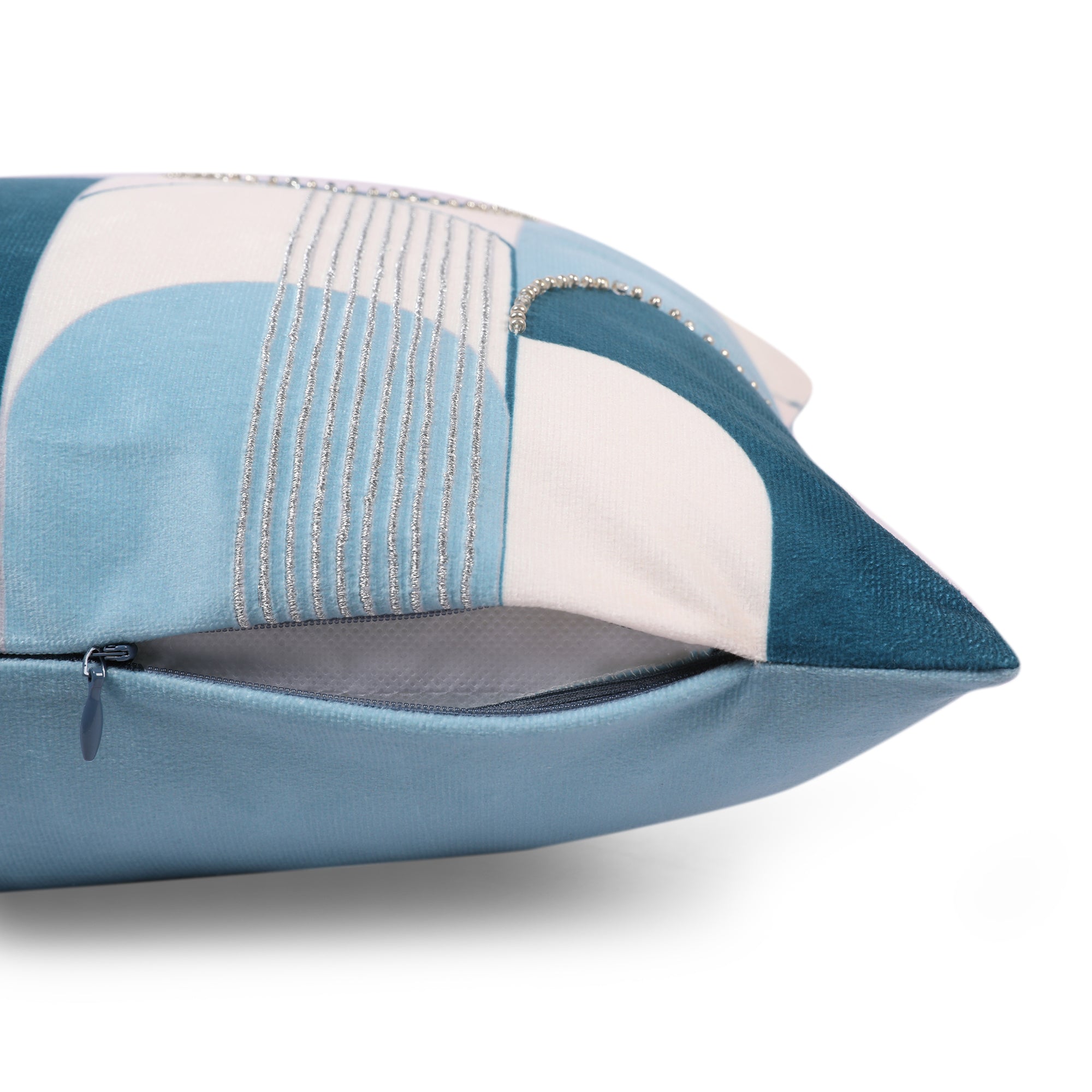 Plush Elegance Art Deco Cushion Cover Blue, 30X45cm