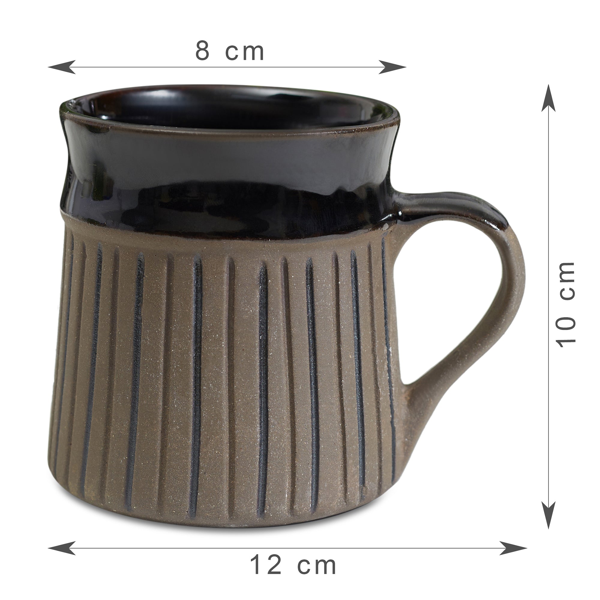 Fiesta Studio Pottery Ligne Coffee Mug 300 ML Set of 4 in Brown Colour