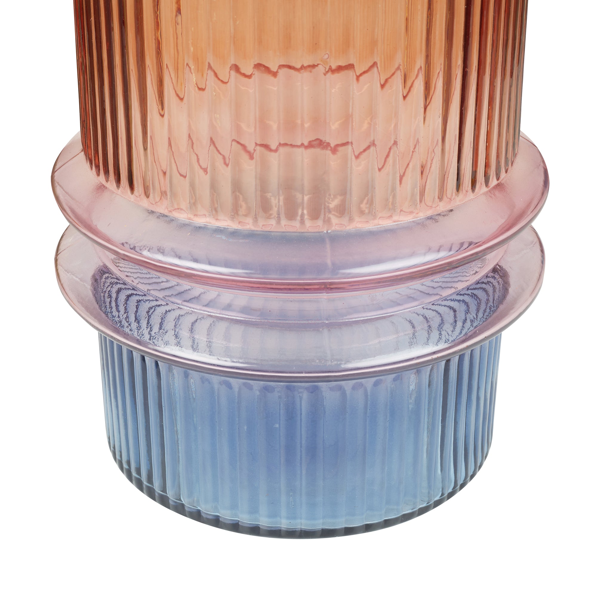Phiona Glass Fluted Handcrafted Large Vase 31 Cm in Multi Colour