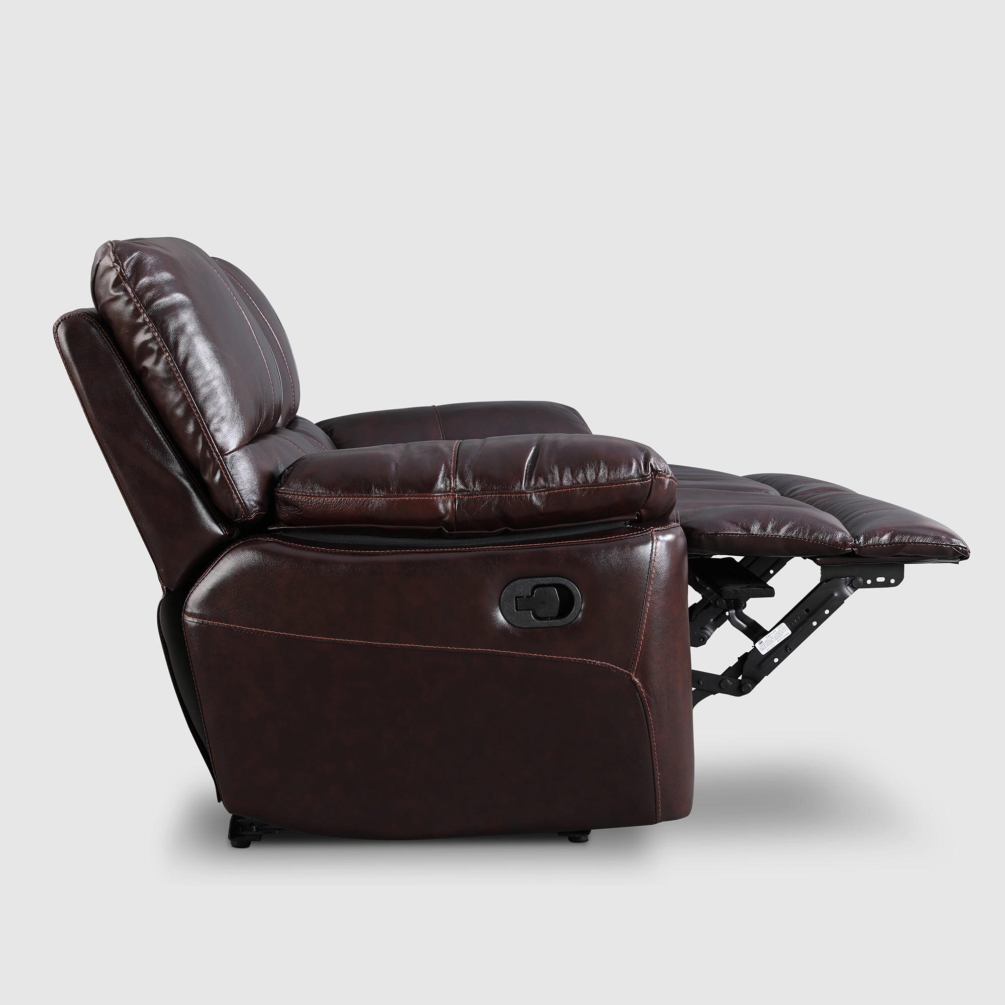 Charles Half Leather Two Seater Recliner in Burgundy Colour