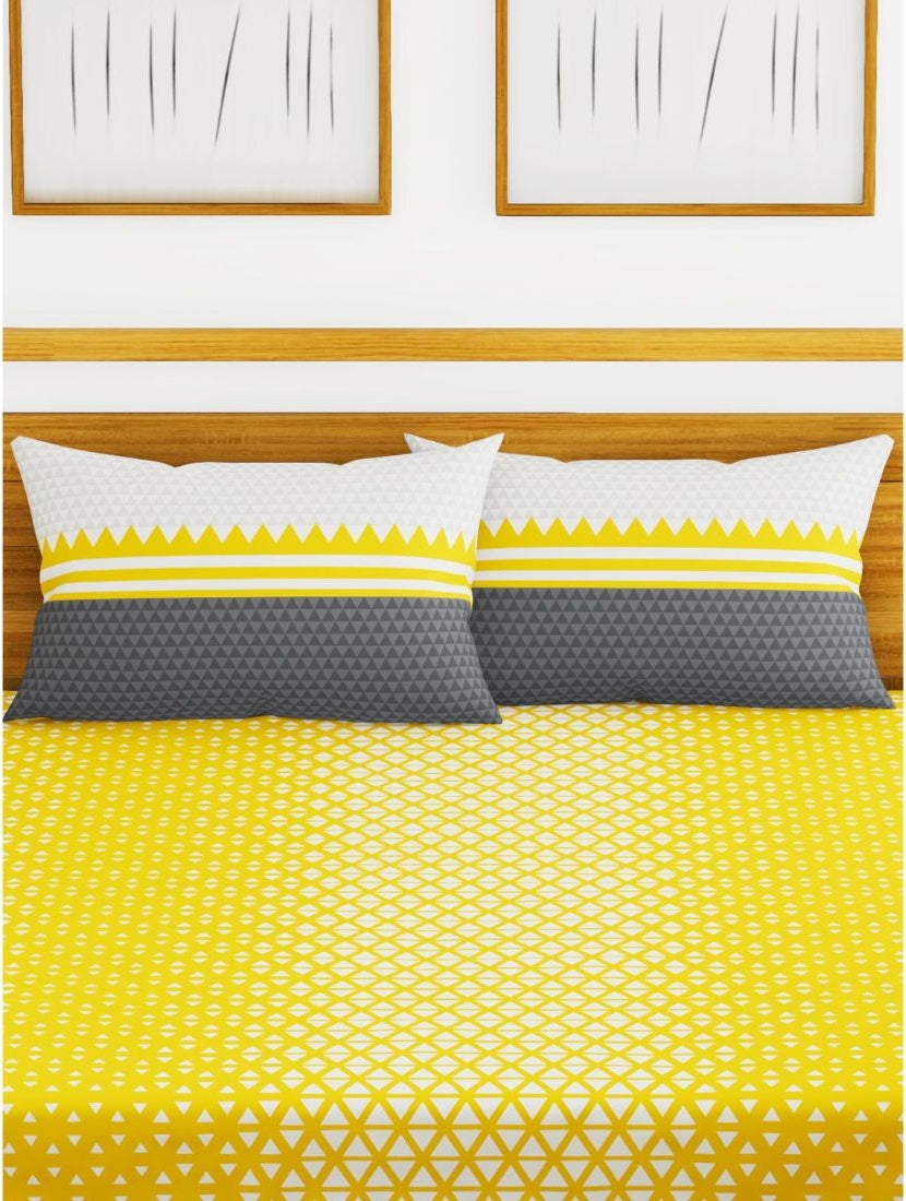 Chantal Cotton Double Bed Sheet 229X274 Cm 210 Tc in Yellow Colour