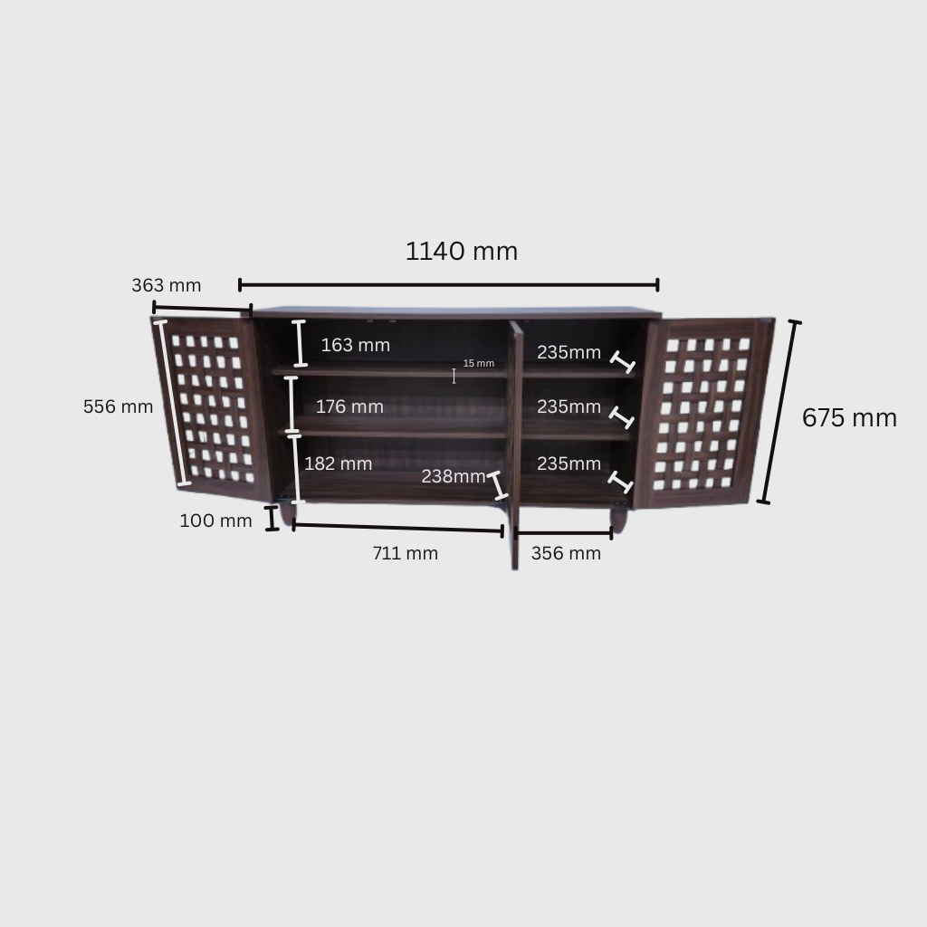 Neste 3 Door Shoe Rack in Walnut Colour
