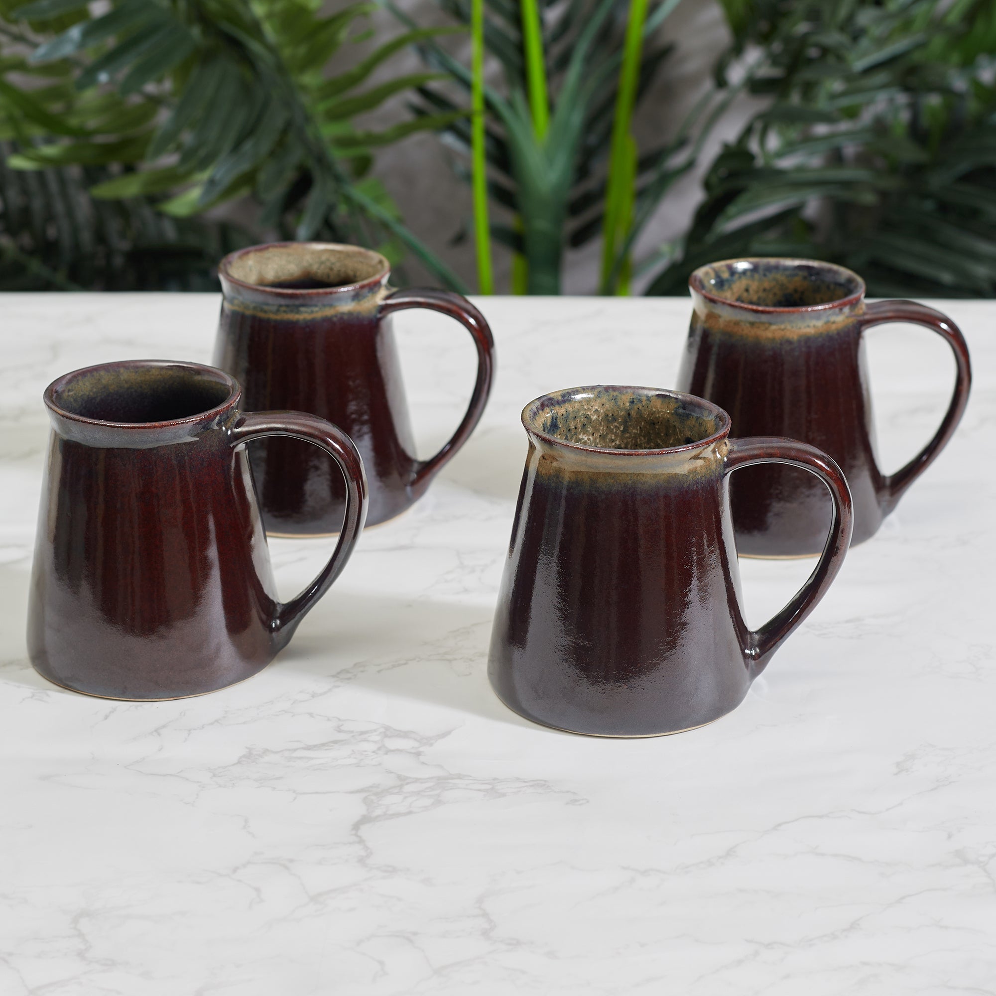 Fiesta Studio Pottery Ombre Coffee Mug 300 ML Set of 4 in Rust Colour