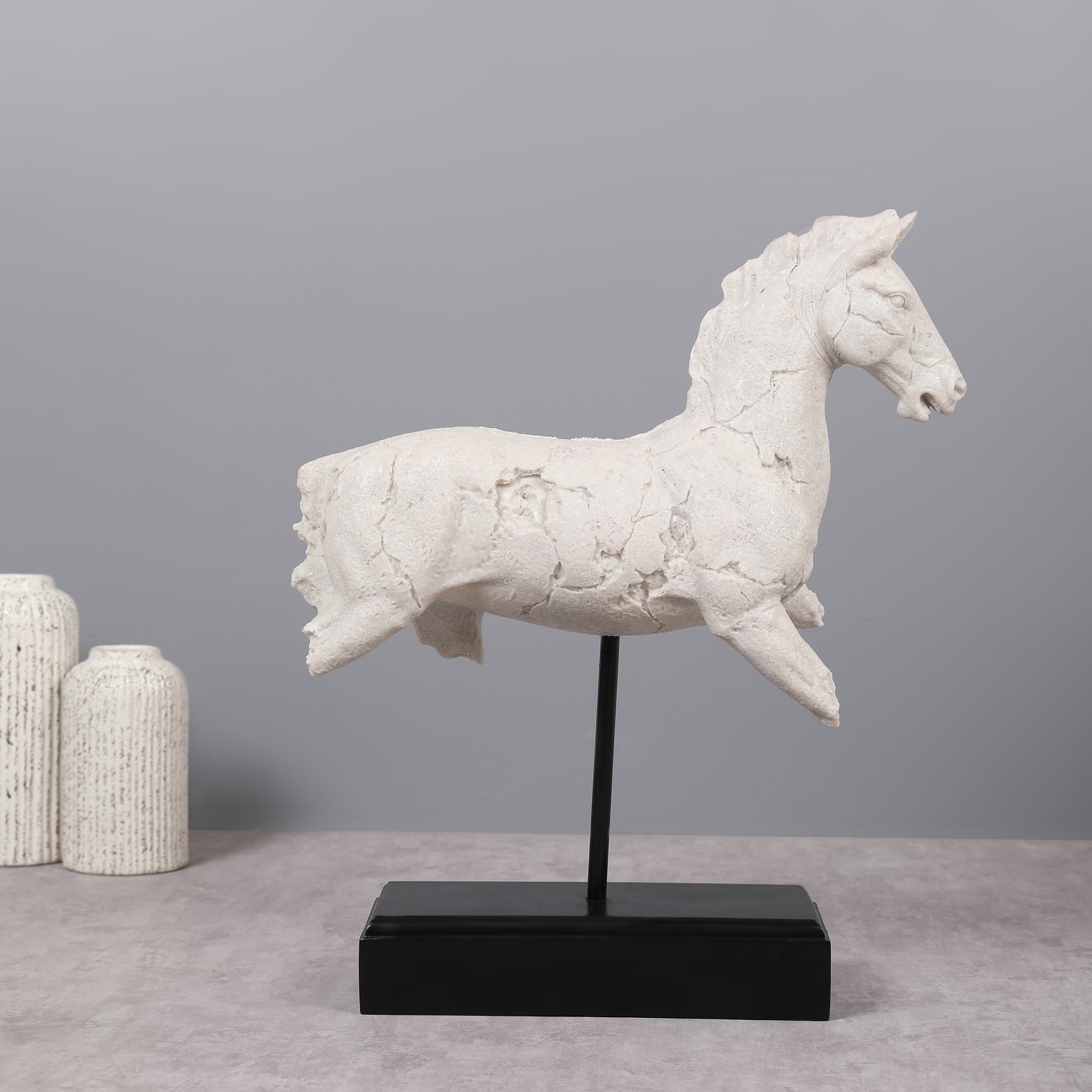 Miraya Horse on Stand Figurine White 42cm by Living Essence