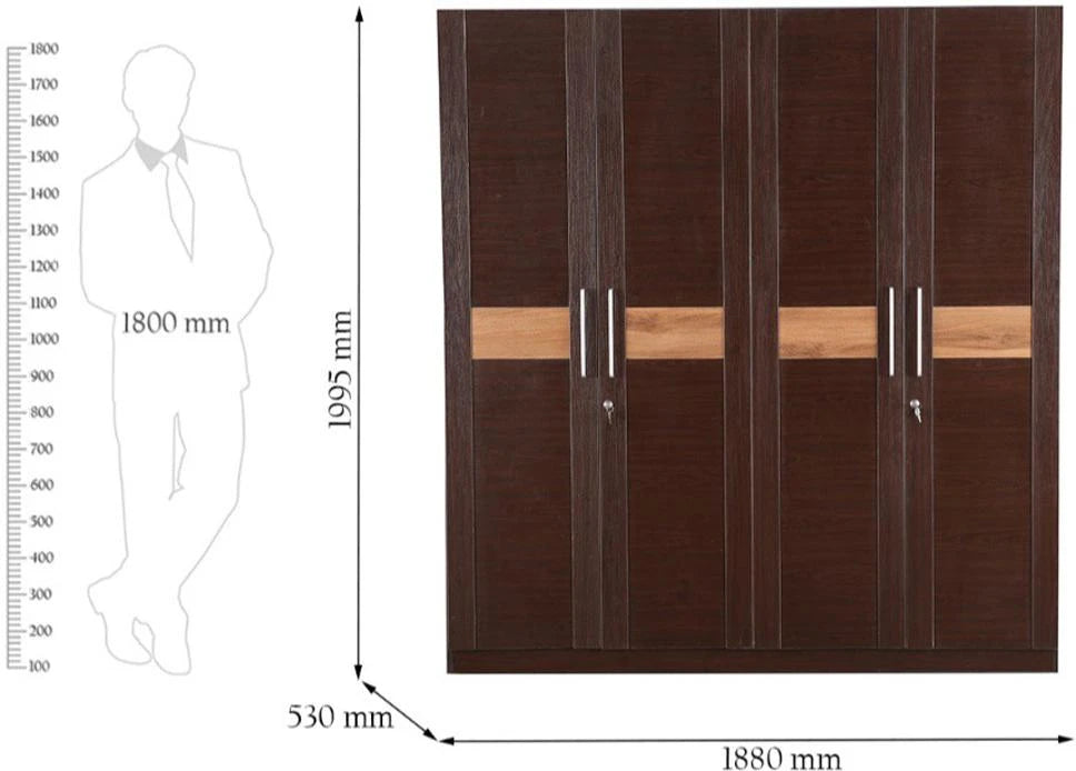 Magnum 4 Door Wardrobe in Walnut Colour