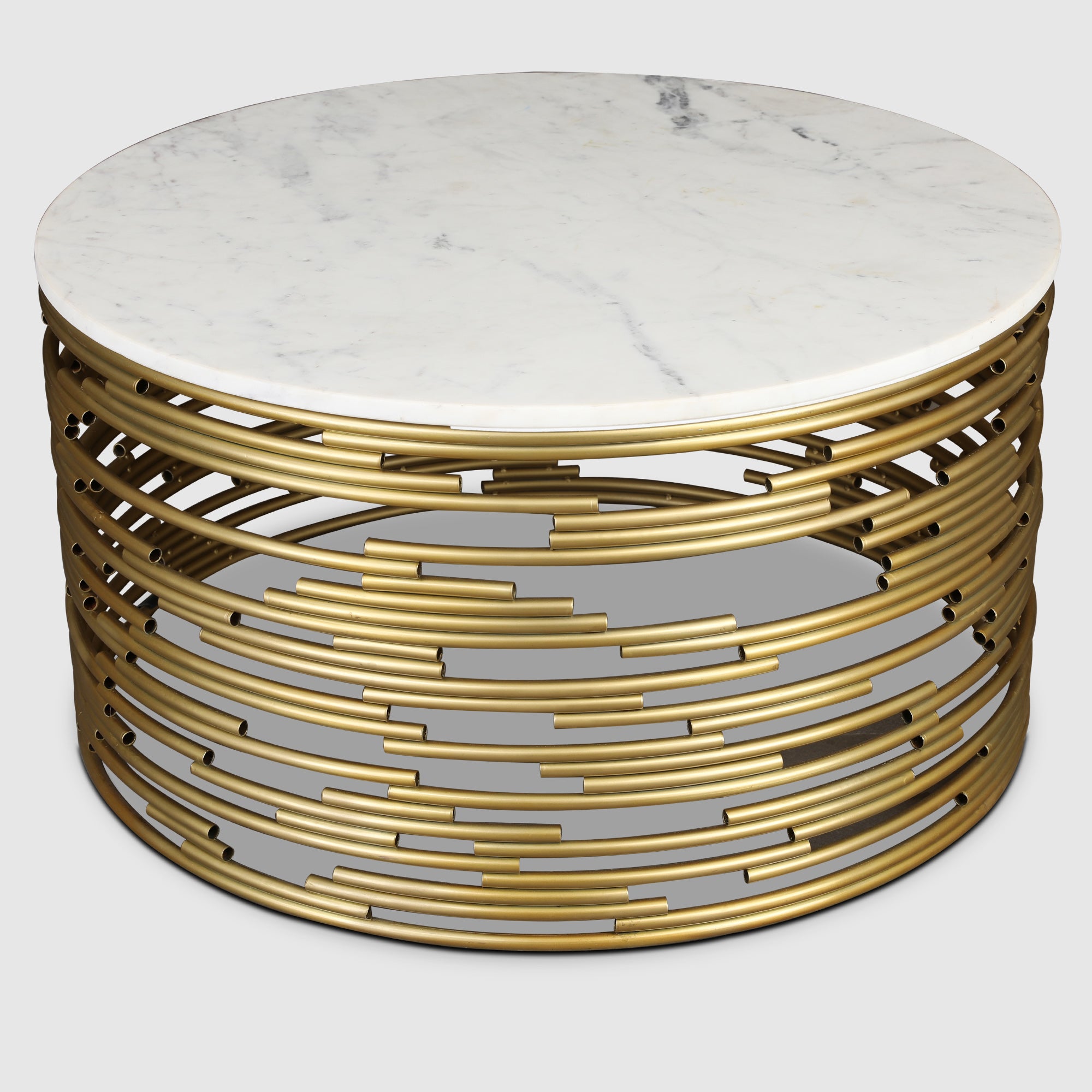 Aurnia Marble Top Center Table in White & Gold Colour