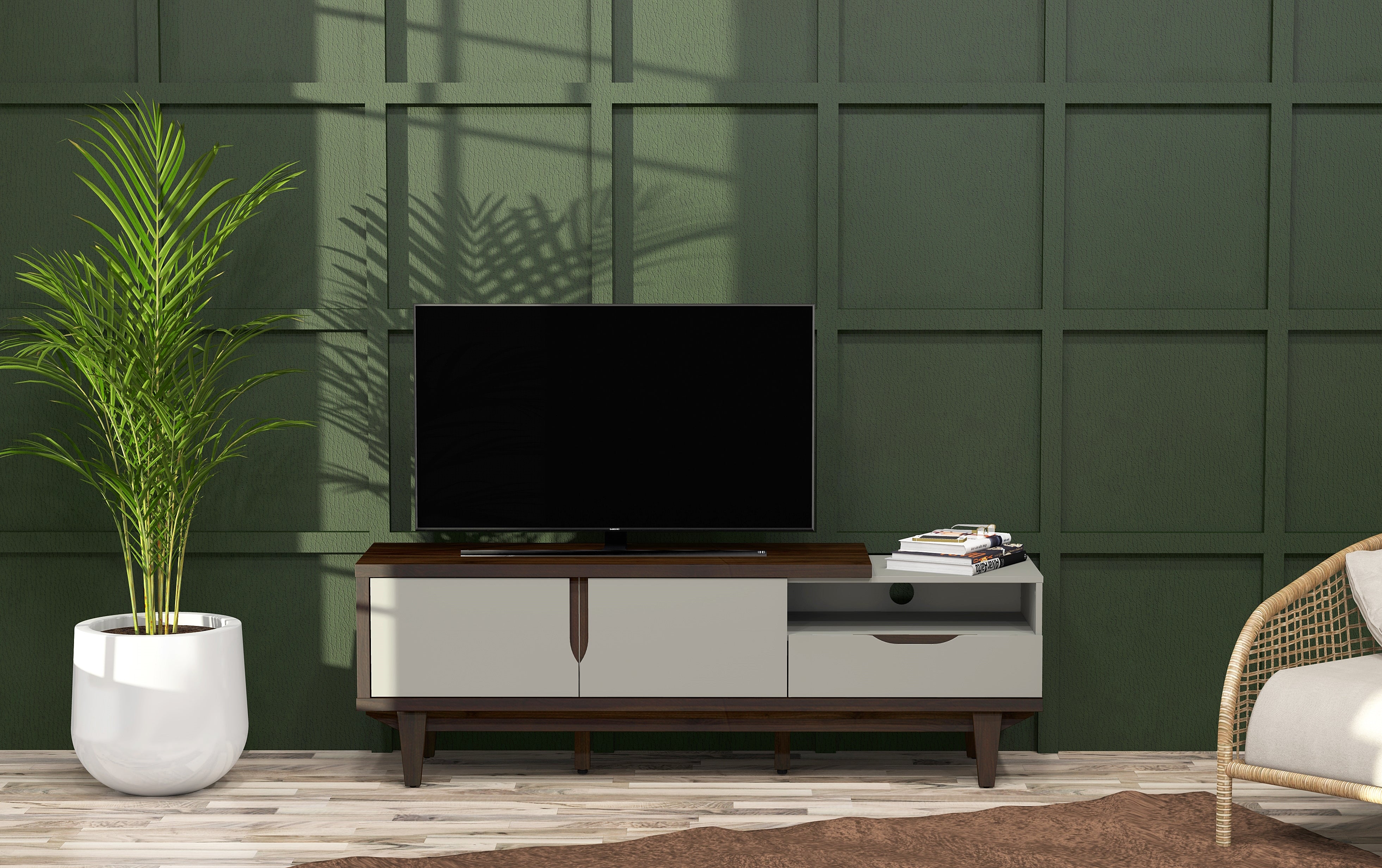 Carmel Tv Unit in White & Brown Colour
