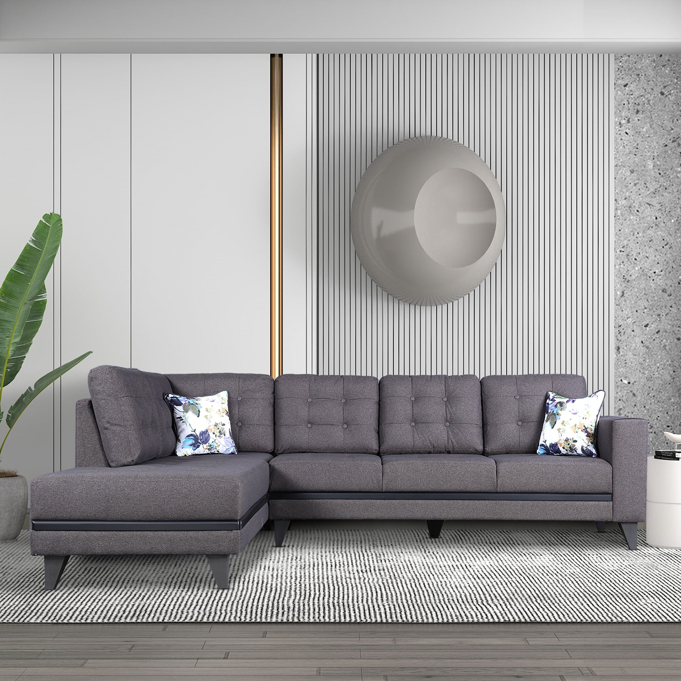 Comfort Classics + (Garcia Lounger Grey RH + Antwerp Flute Side Table + Antwerp Flute Centre Table + Antwerp Wall Unit)
