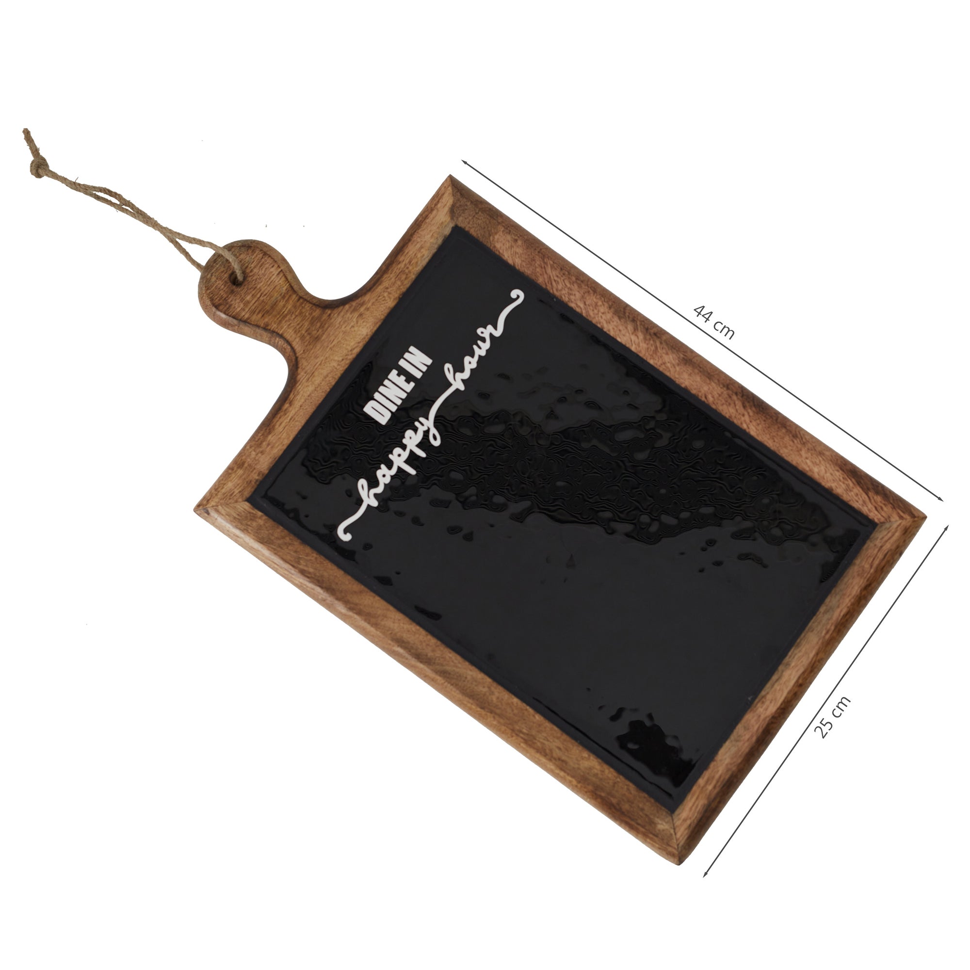 Ebony Glass & Wooden Menu Board & Platter 44x25 in Black Texture Colour