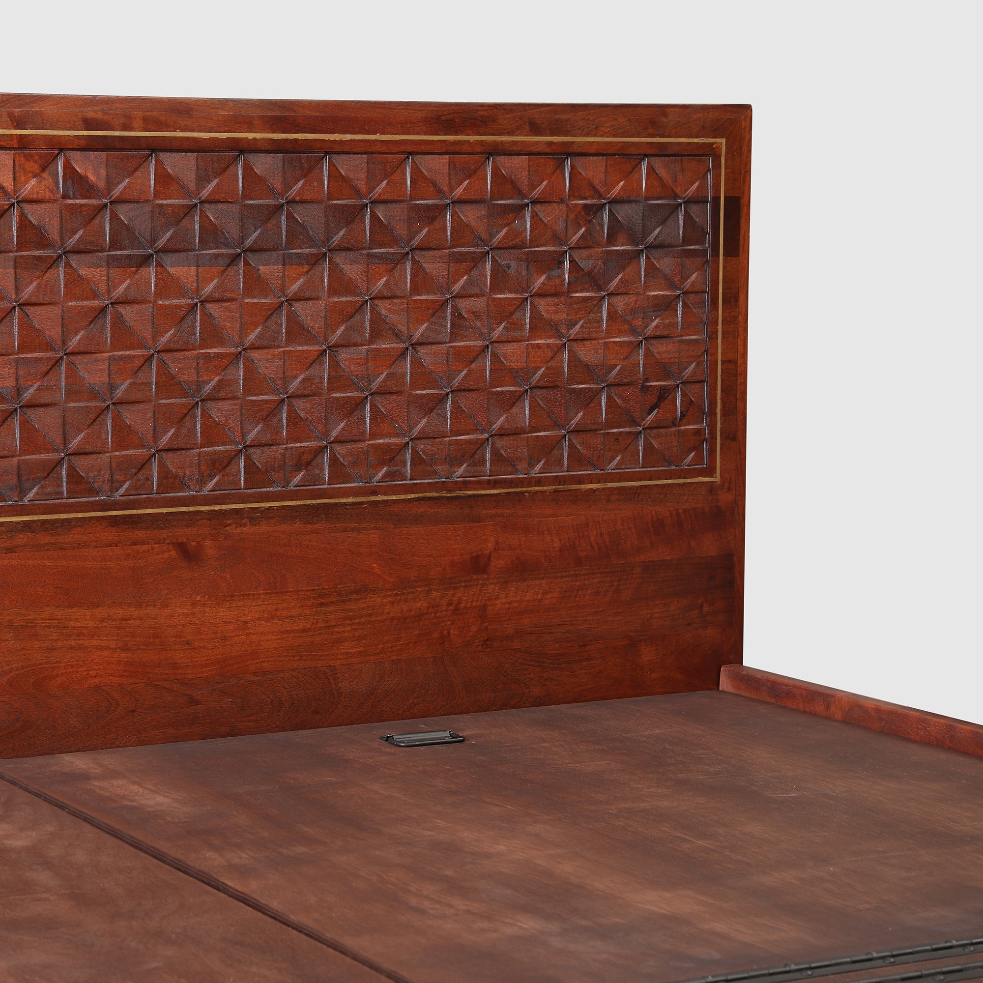 Phoolkari Sheesham Wood King Bed in Honey Finish Colour