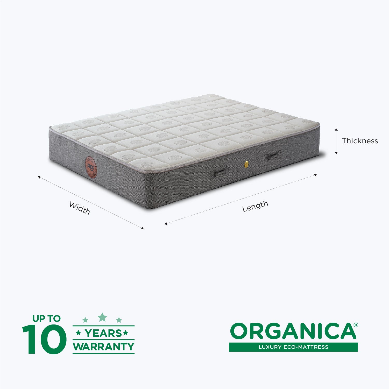 Organica Pocket Spring Queen Mattress 78x60x8 Inch in Brown Colour