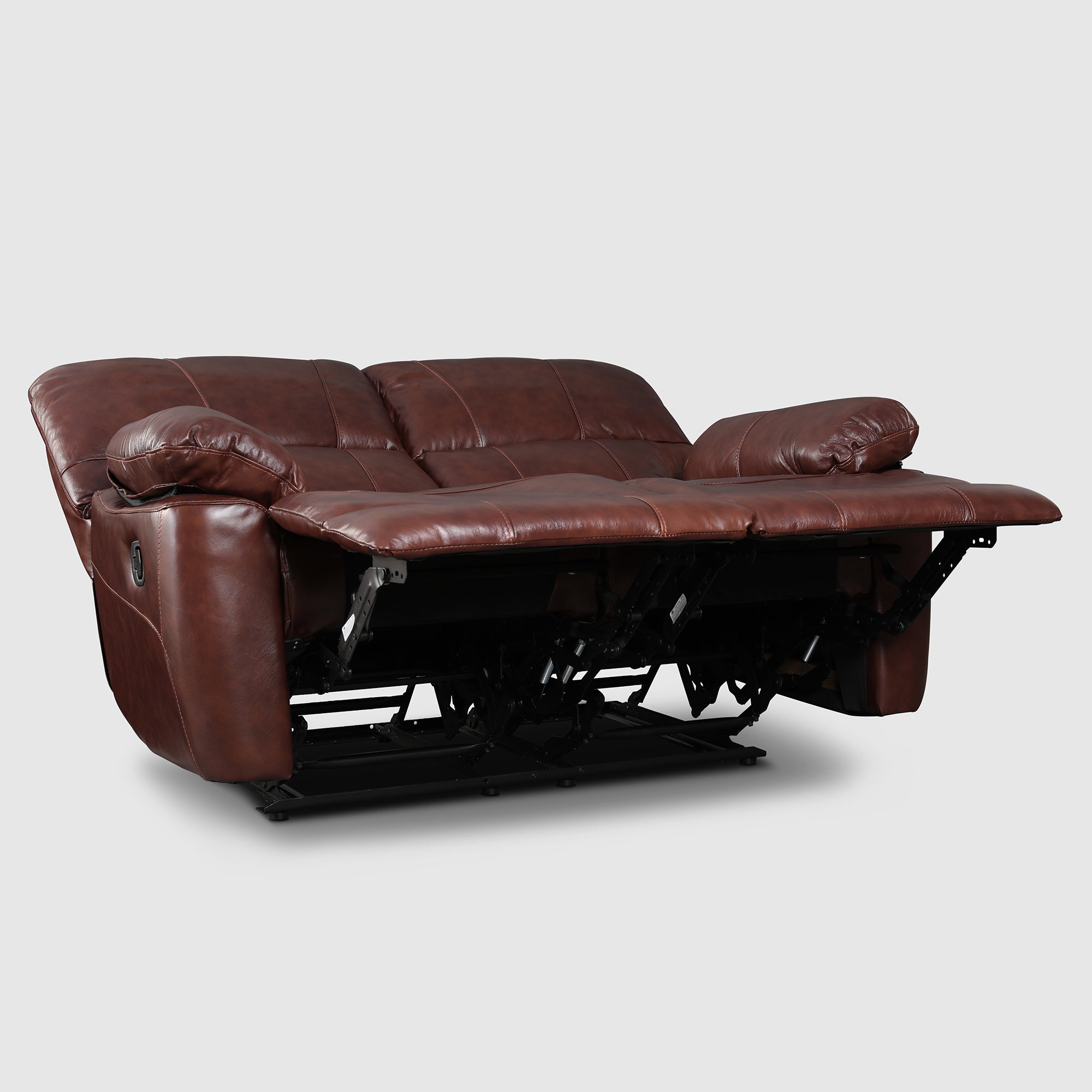 Charles Half Leather Two Seater Recliner in Brown Colour