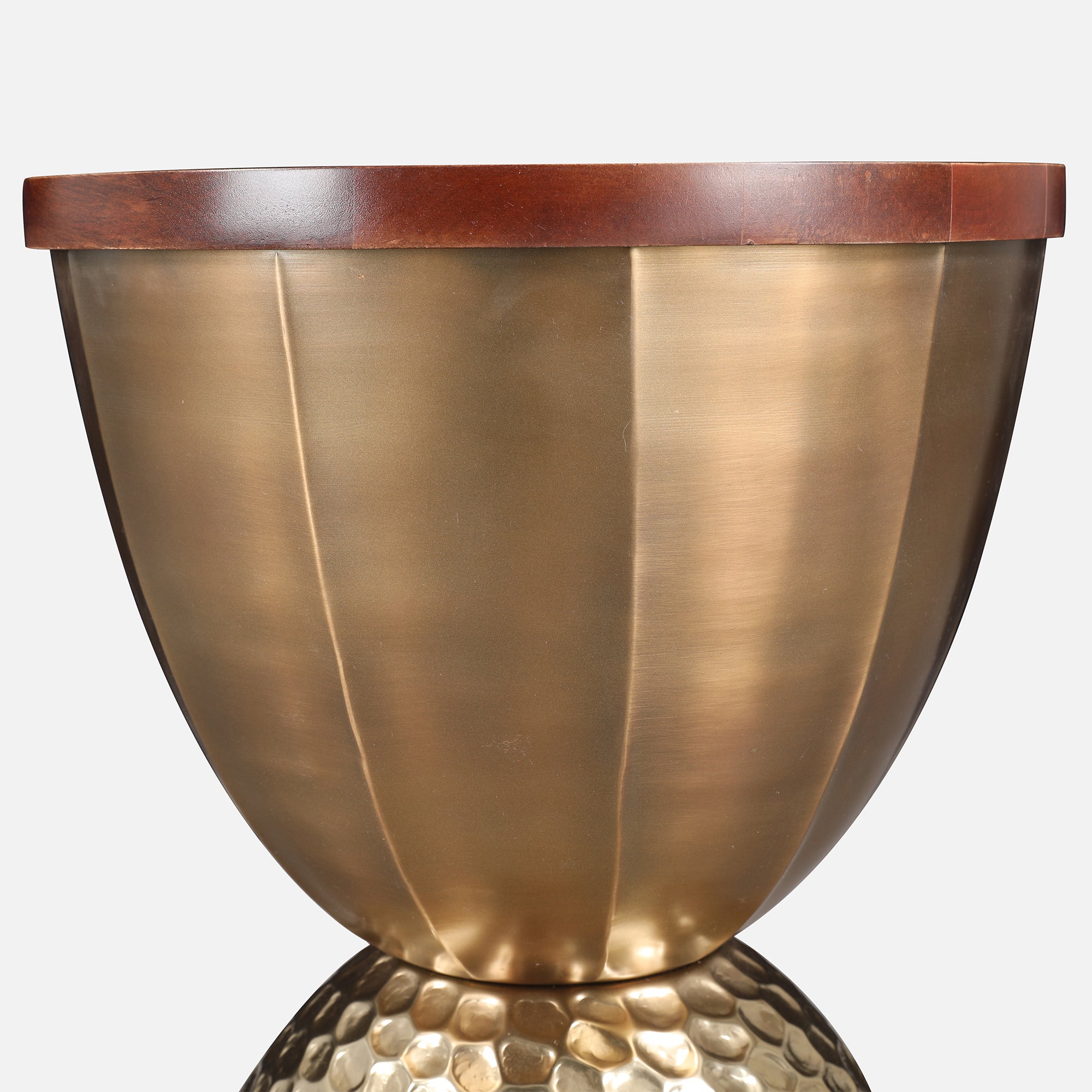 Mirbah Wood & Iron Side Table in Brown & Gold Colour