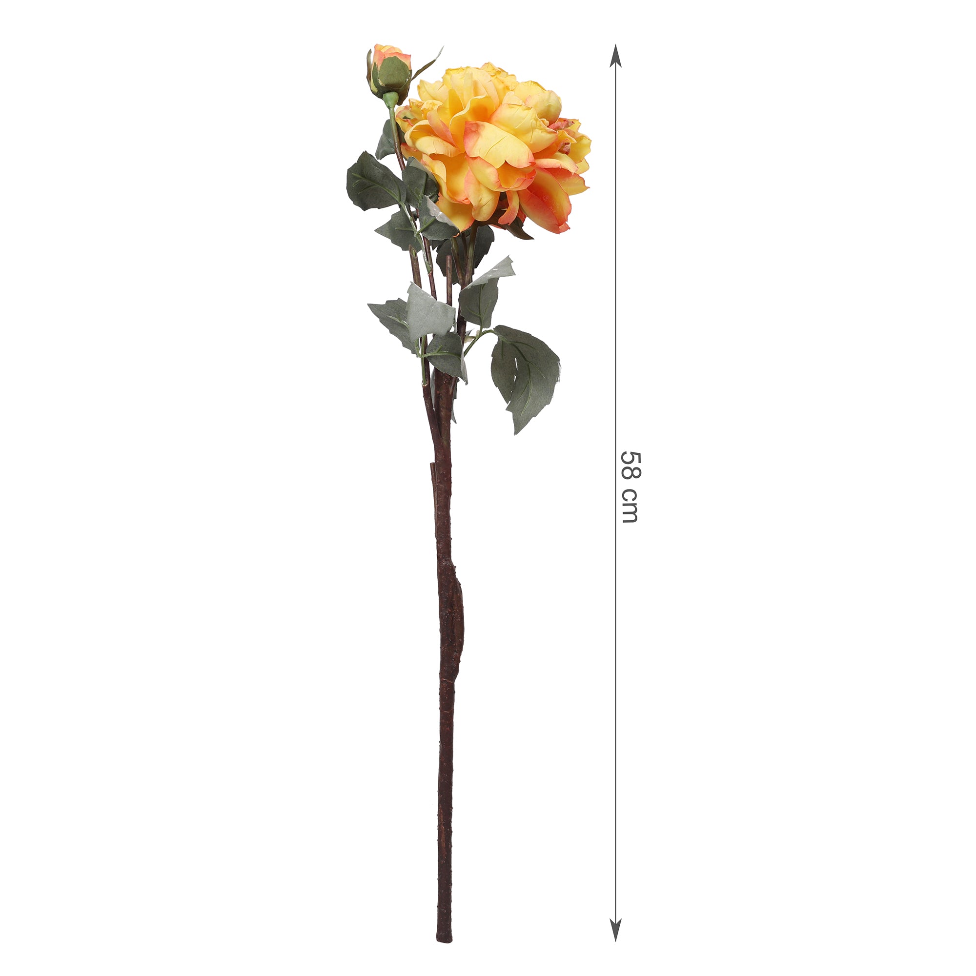 Blume Artificial Flower Rose Stem 58cm in Yellow Colour By Living Essence