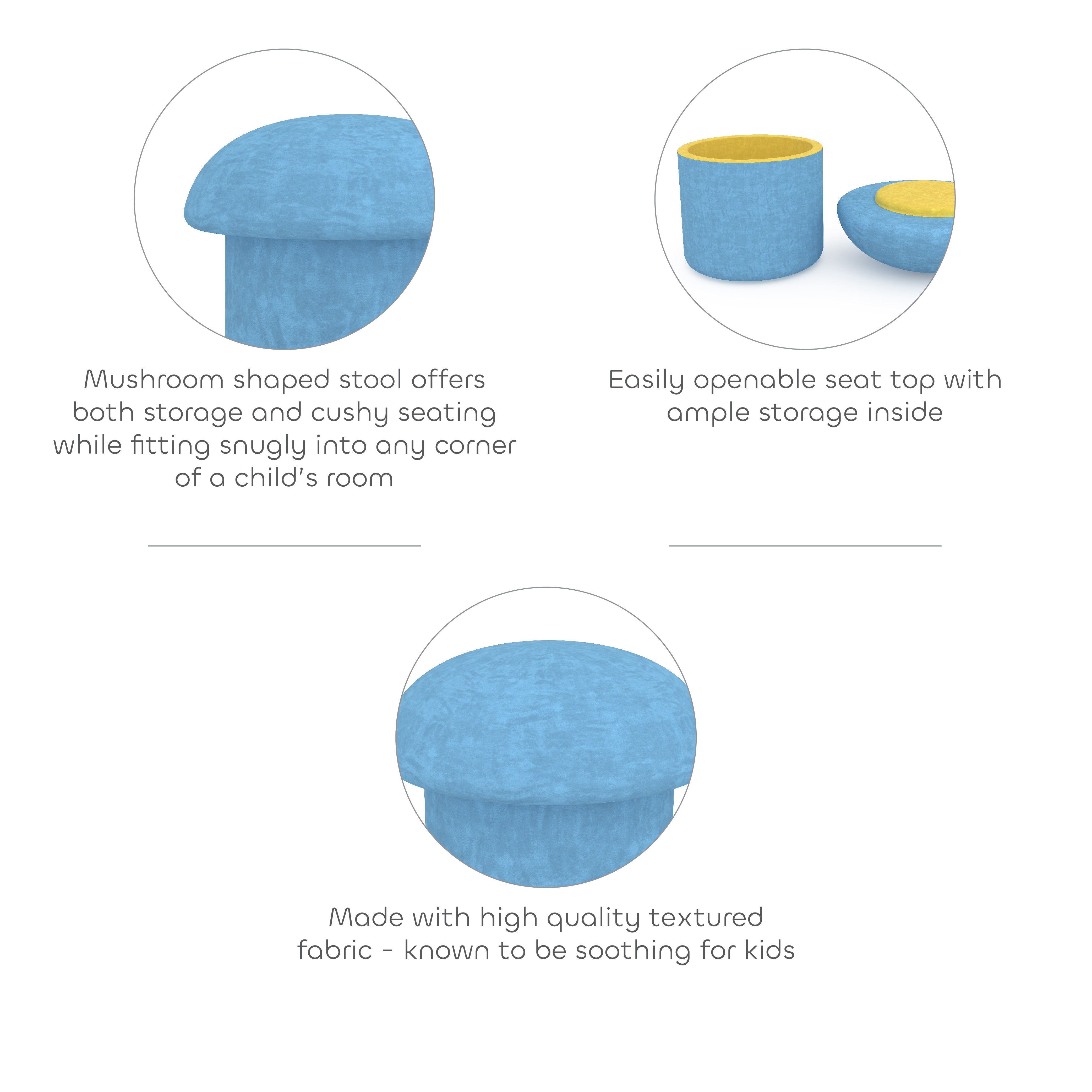 Mushroom Stool With Storage in Galaxy Blue Colour