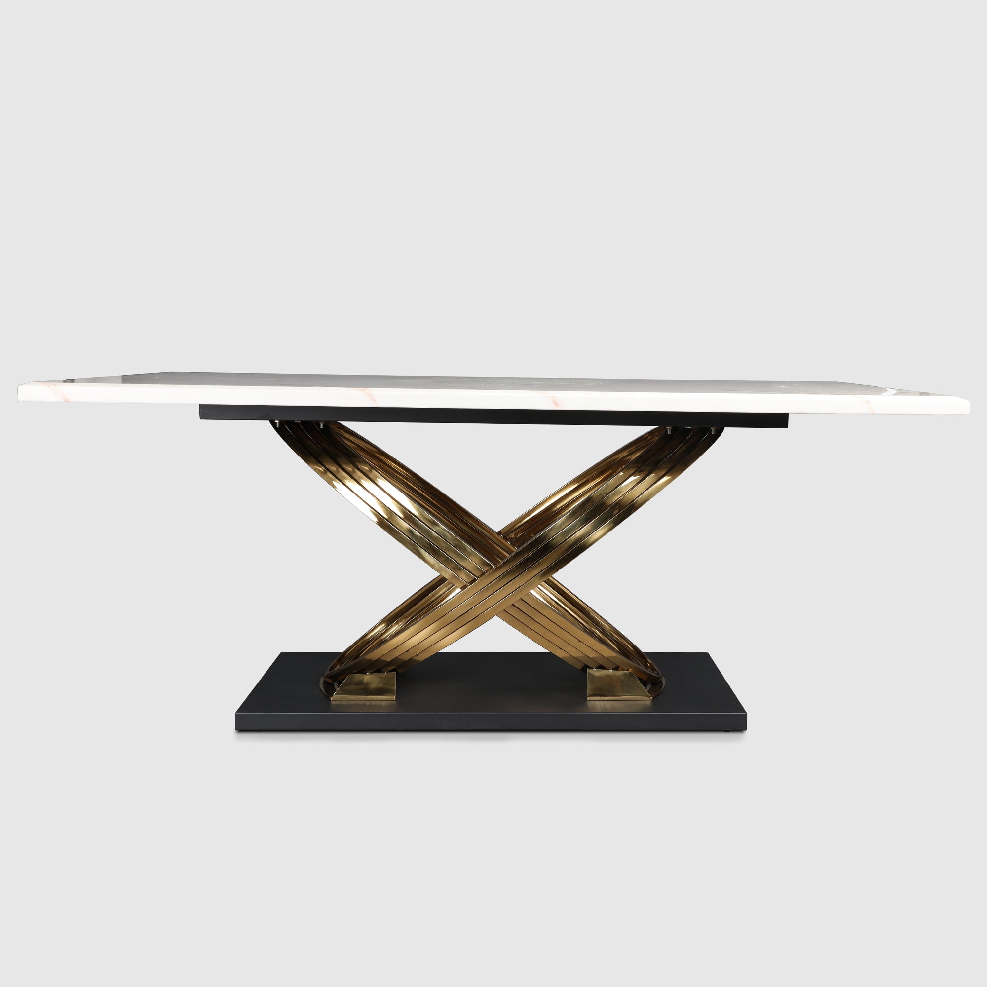 Henry Marble Finish Six Seater Dining Table in Beige & Gold Colour