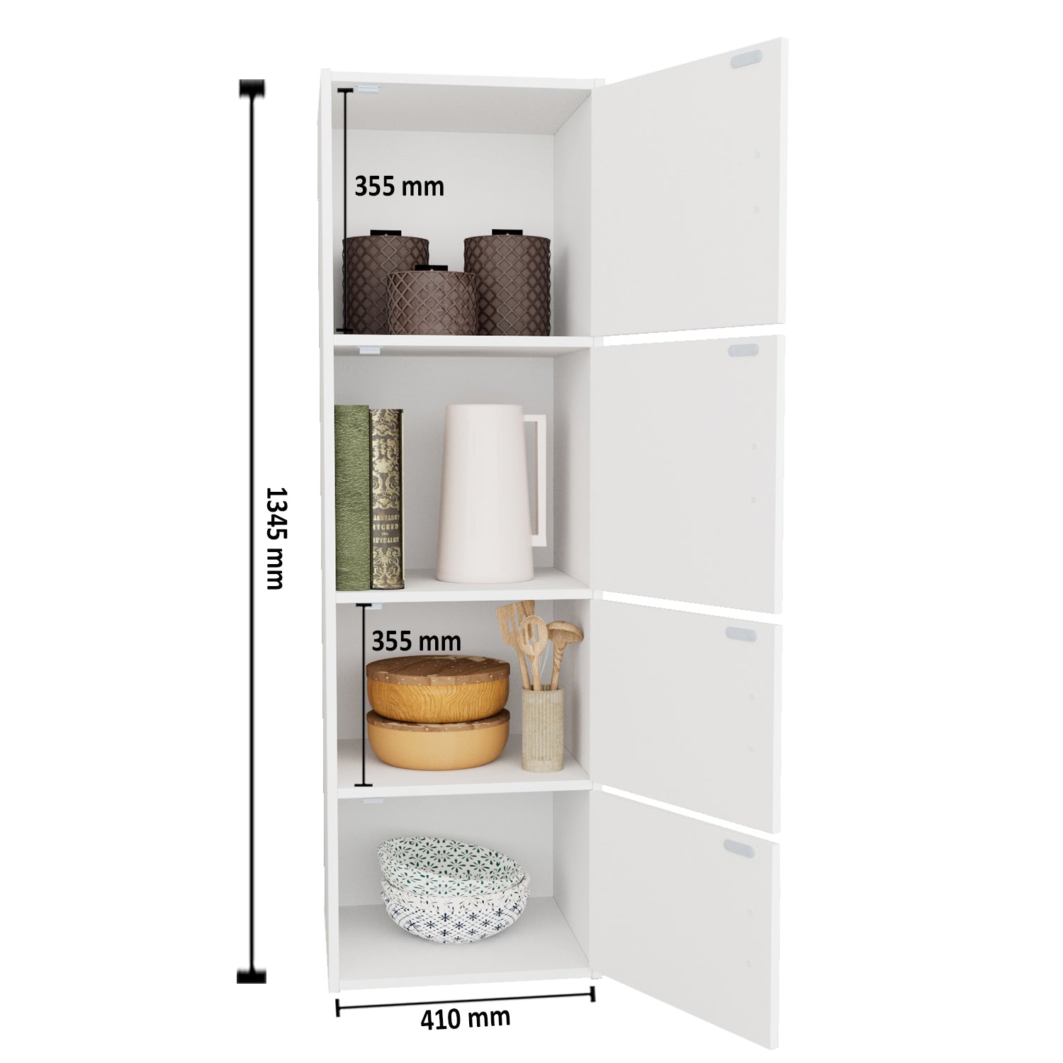 Albert Engineered Wood 4 Tier Cabinet in White Colour