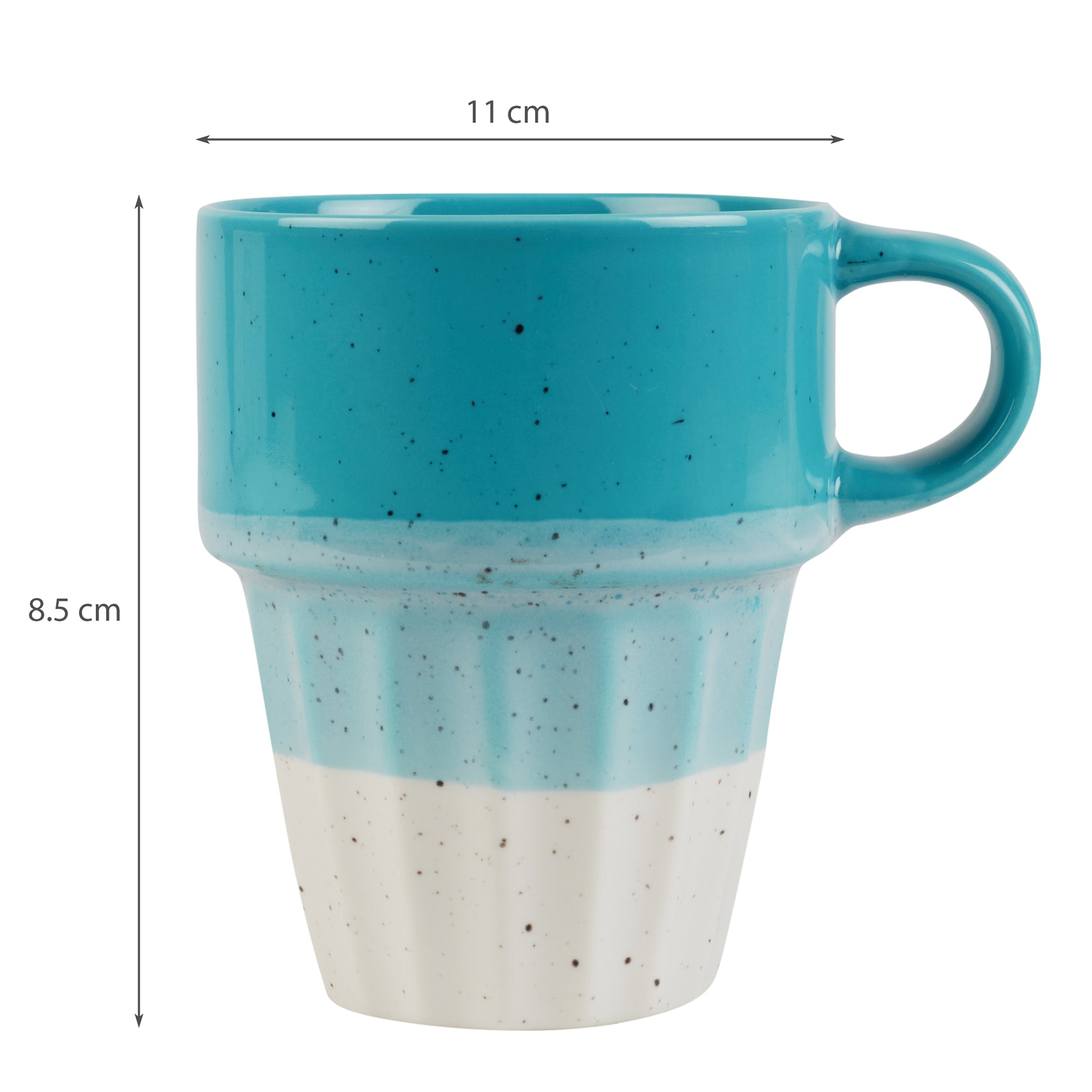 Emilia Ceramic Coffee Mugs Set Of 4 With Metal Stand in Blue & Pink Colour
