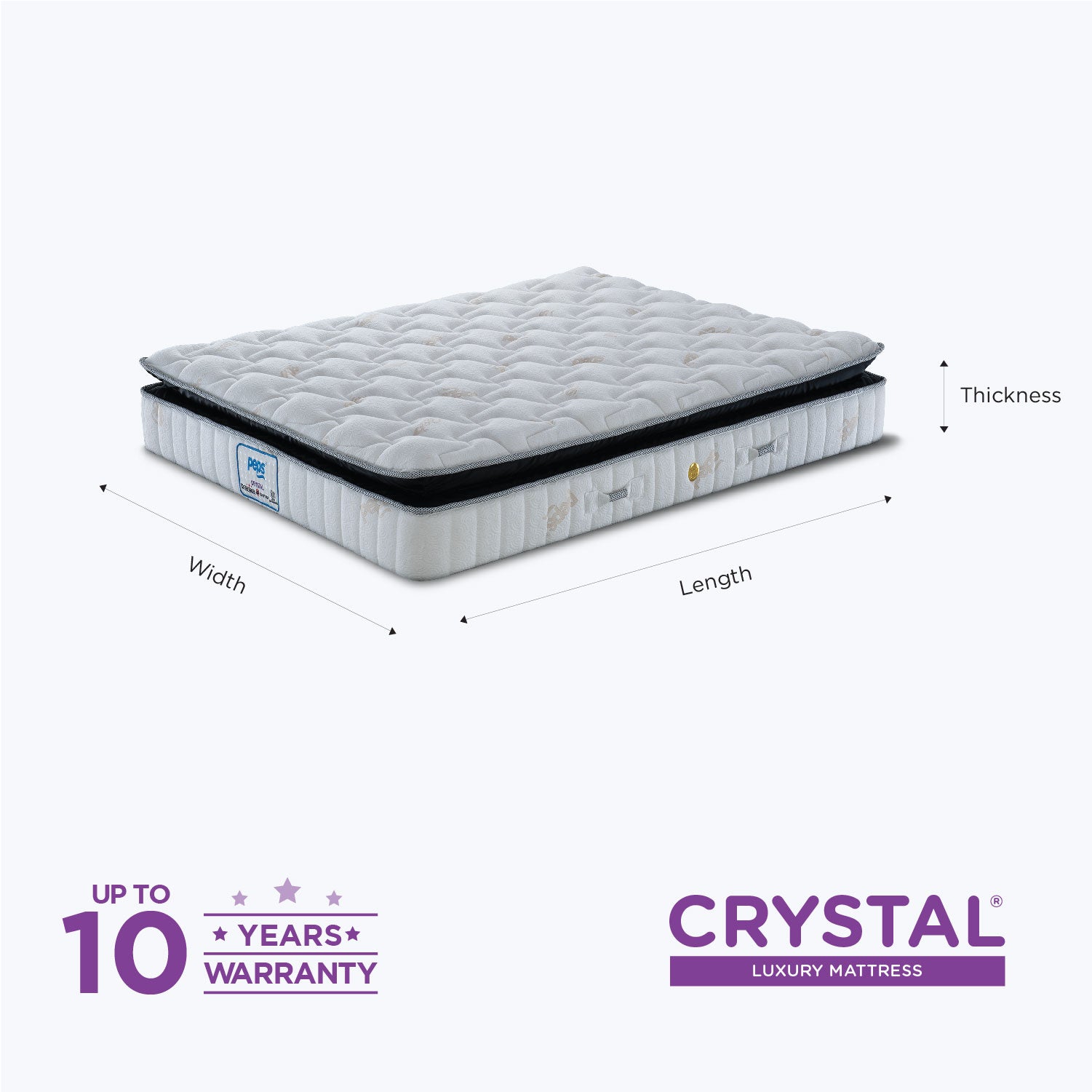 Crystal Pocket Spring Queen Mattress 78x60x8 Inch in Beige Colour