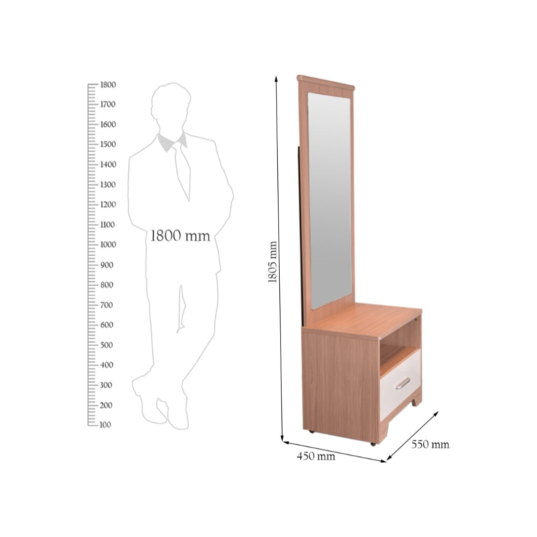 Ambra Dressing Table With Full Mirror