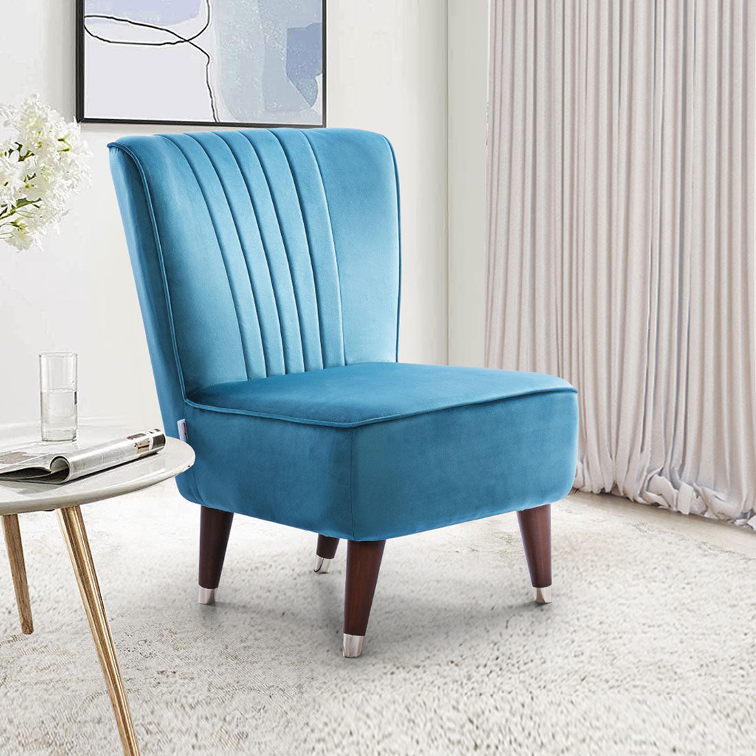 Jane Velvet Accent Chair in Sea Green Colour