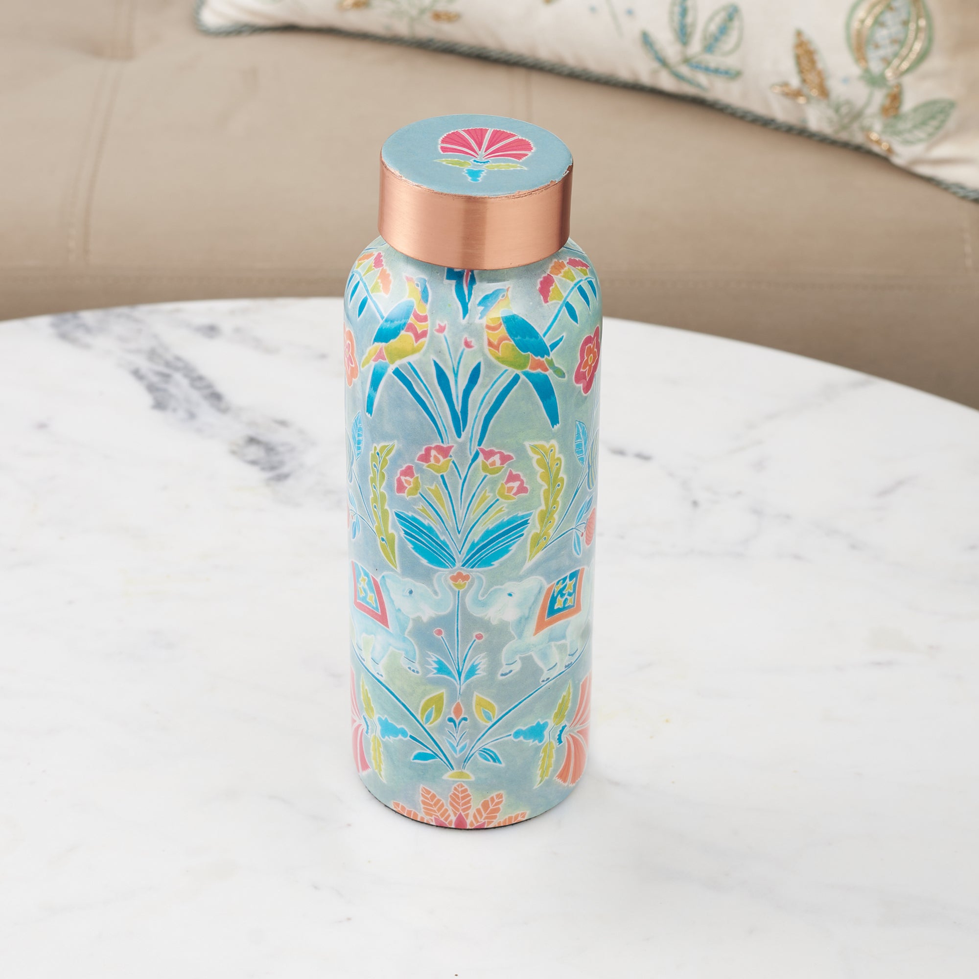 Anar Glossy Printed Copper Bottle 500ml in Multi Colour