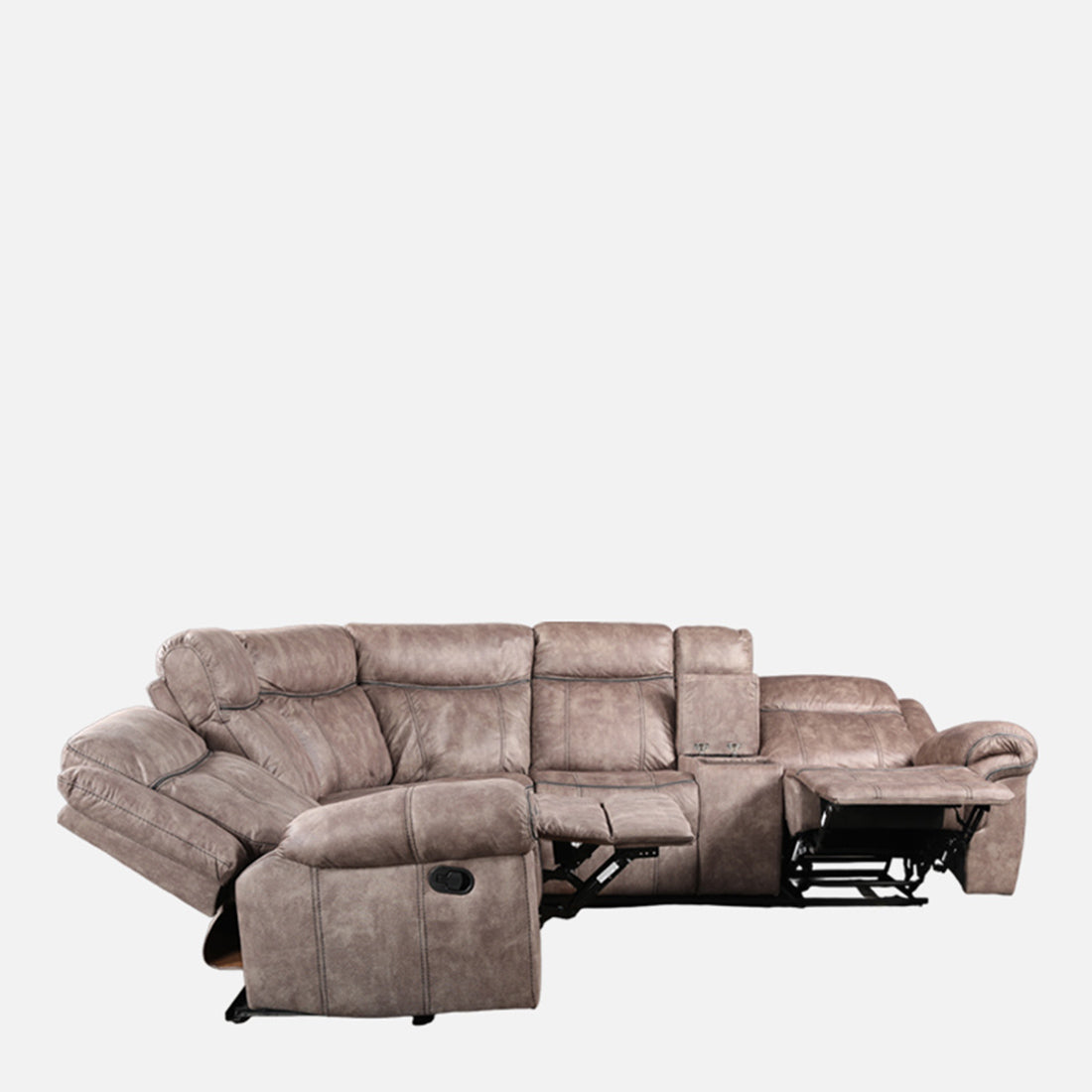 Enfield Fabric Lounger With Recliner in Brown Colour