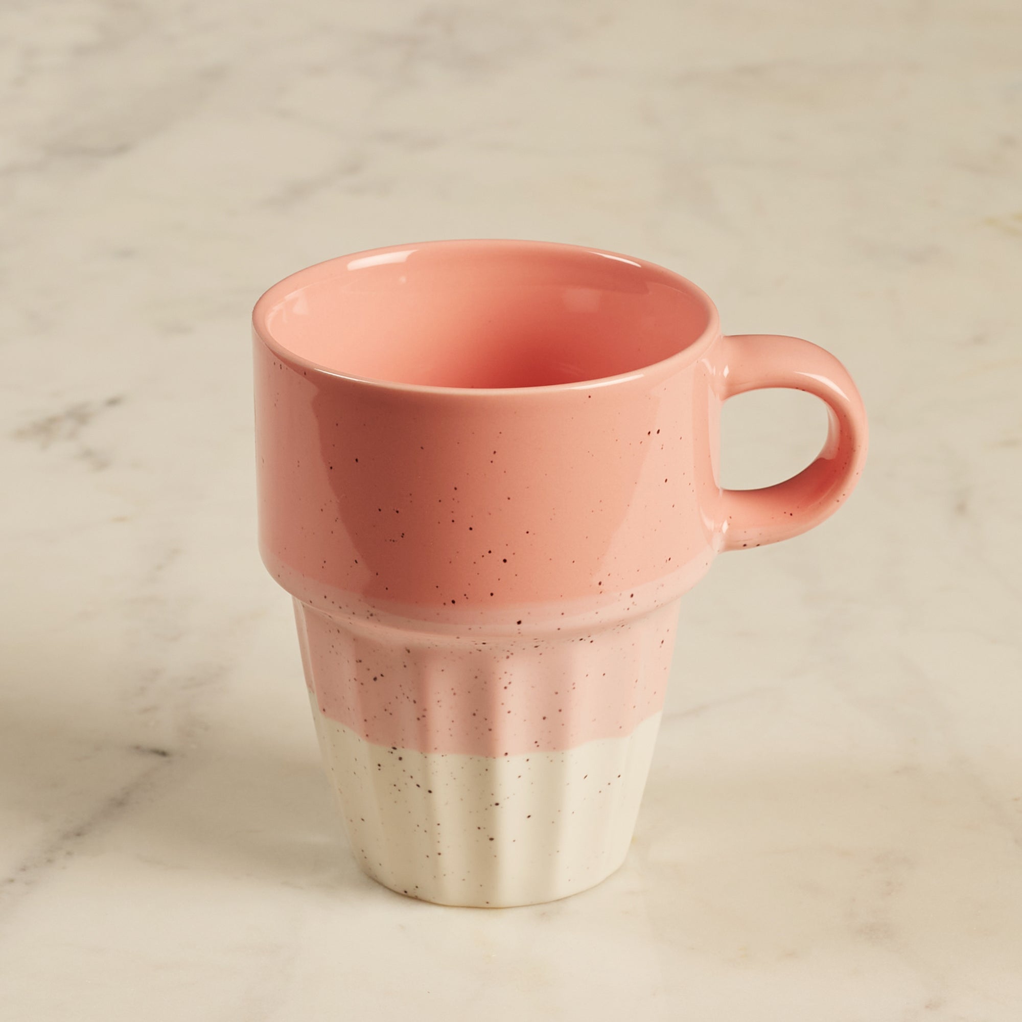 Emilia Ceramic Coffee Mugs Set Of 4 With Metal Stand in Blue & Pink Colour