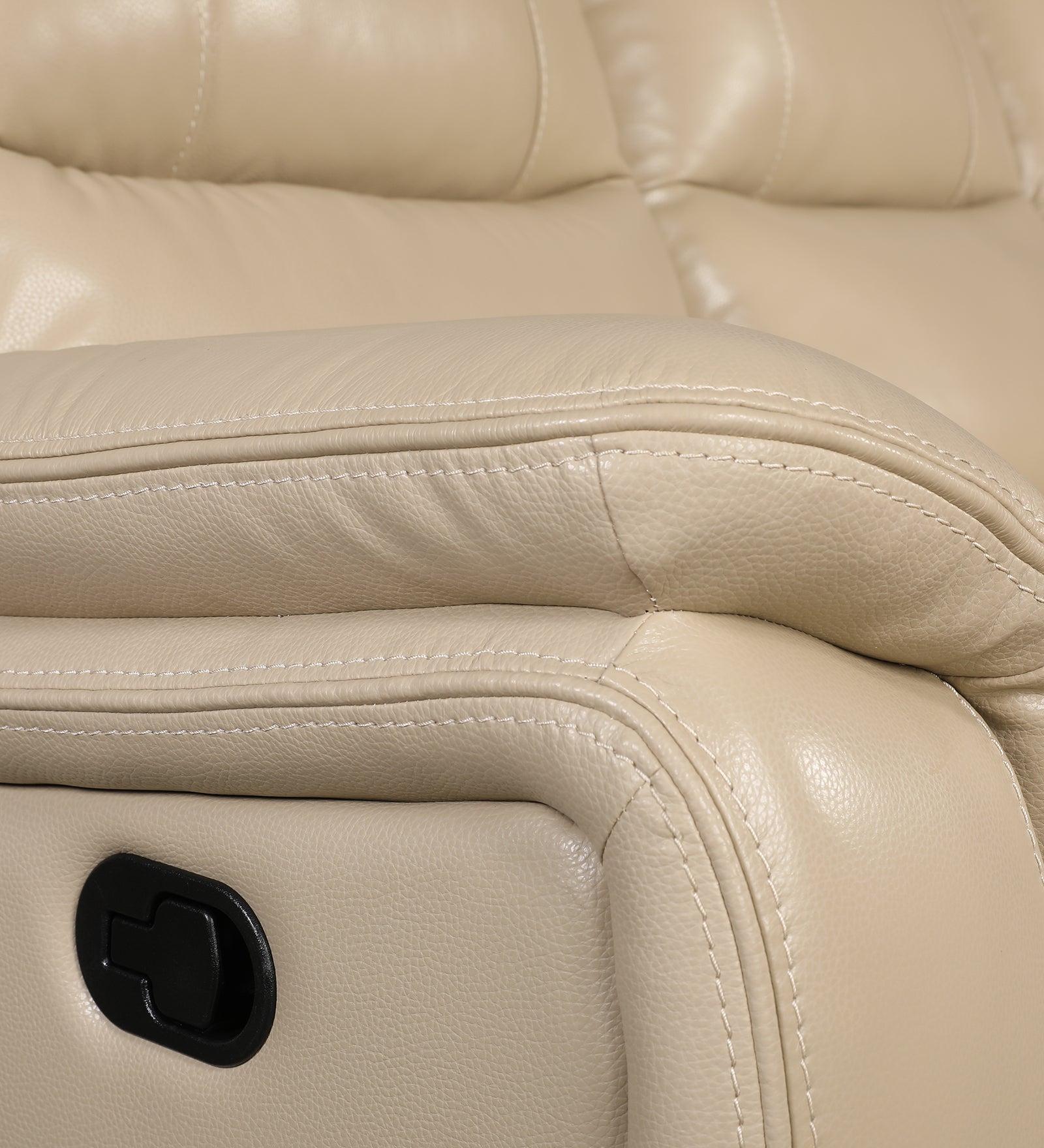 Murray Half Leather Three Seater Recliner in Beige Colour