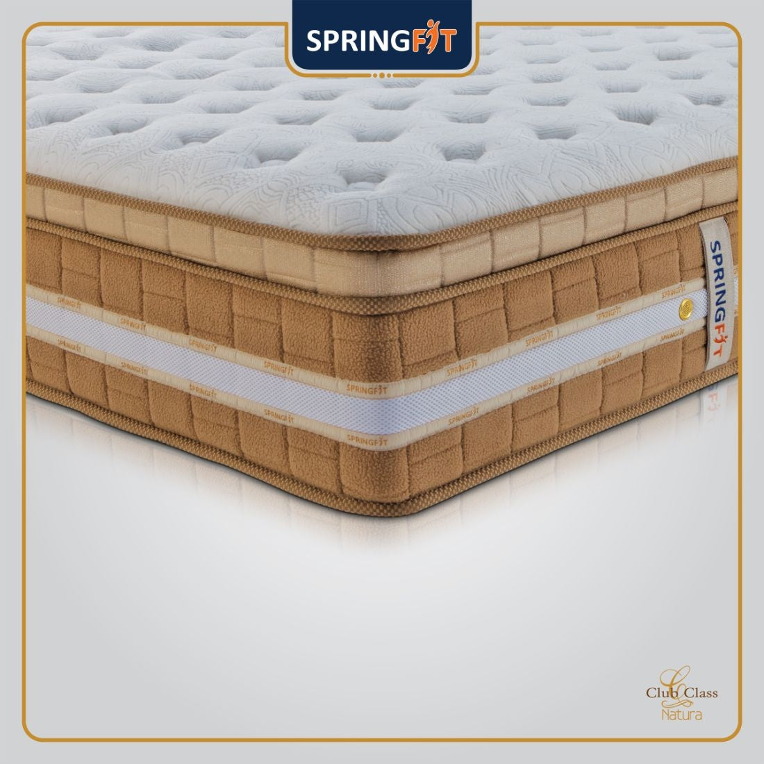 Club Class Natura Orthopedic Spine Support Pocket Spring Double Mattress 72x48x8 Inch in Grey Colour
