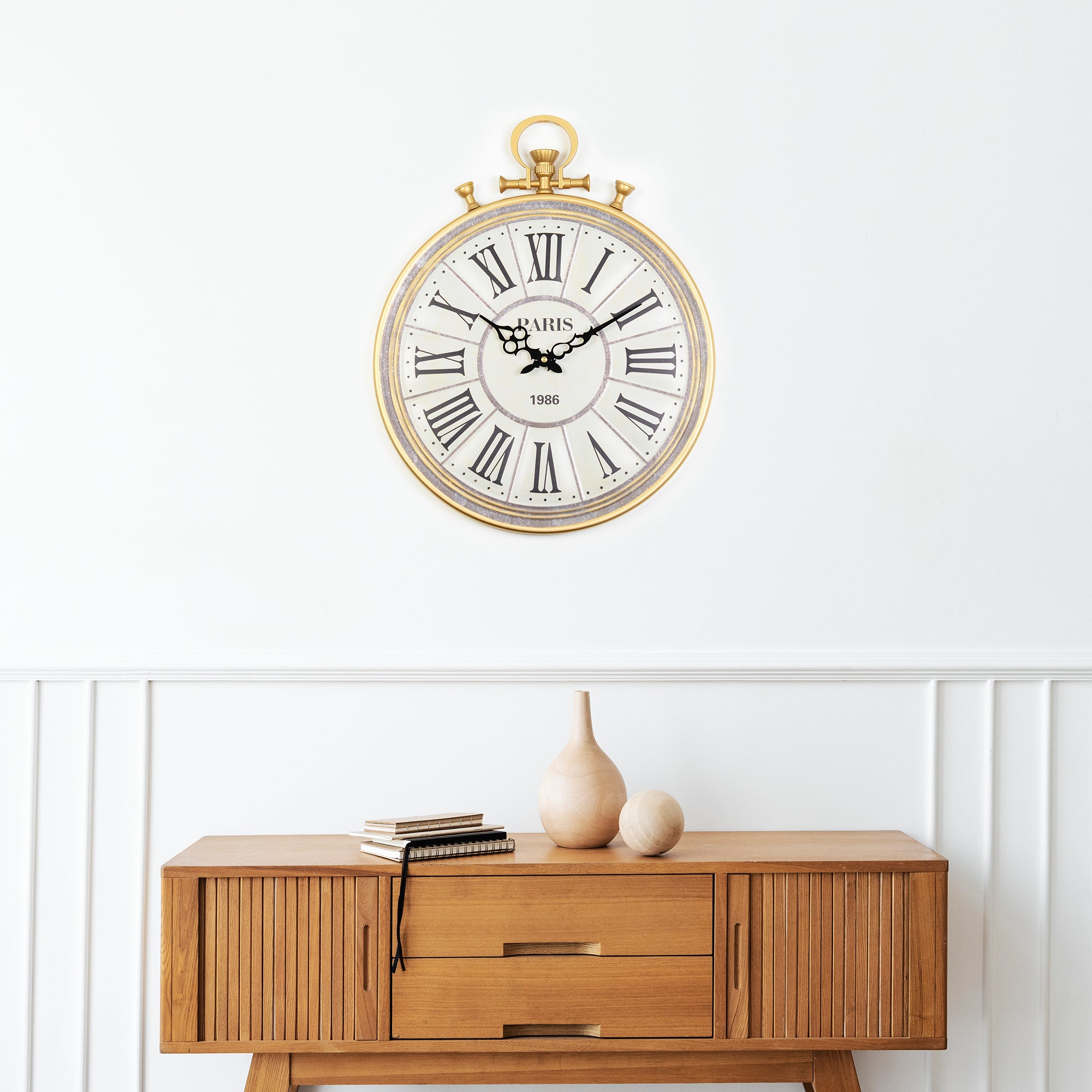 Rhythm Metal Oldtown Wall Clock in Antique Gold Colour