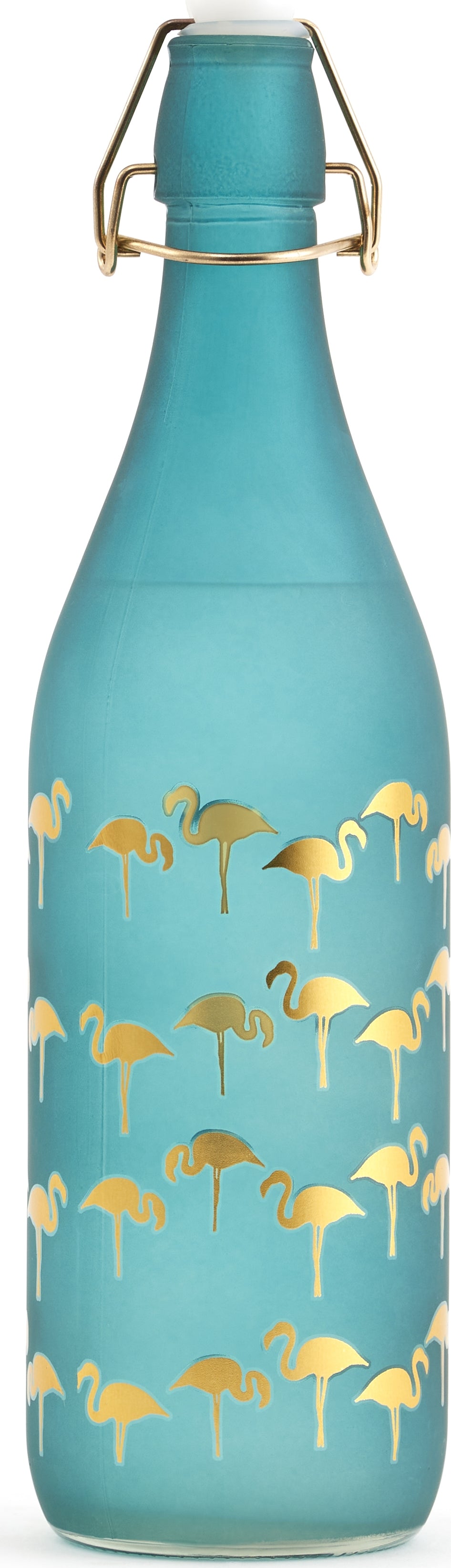 Bahamas Glass Teal Frosted Gold Bottle 1L in Teal Colour