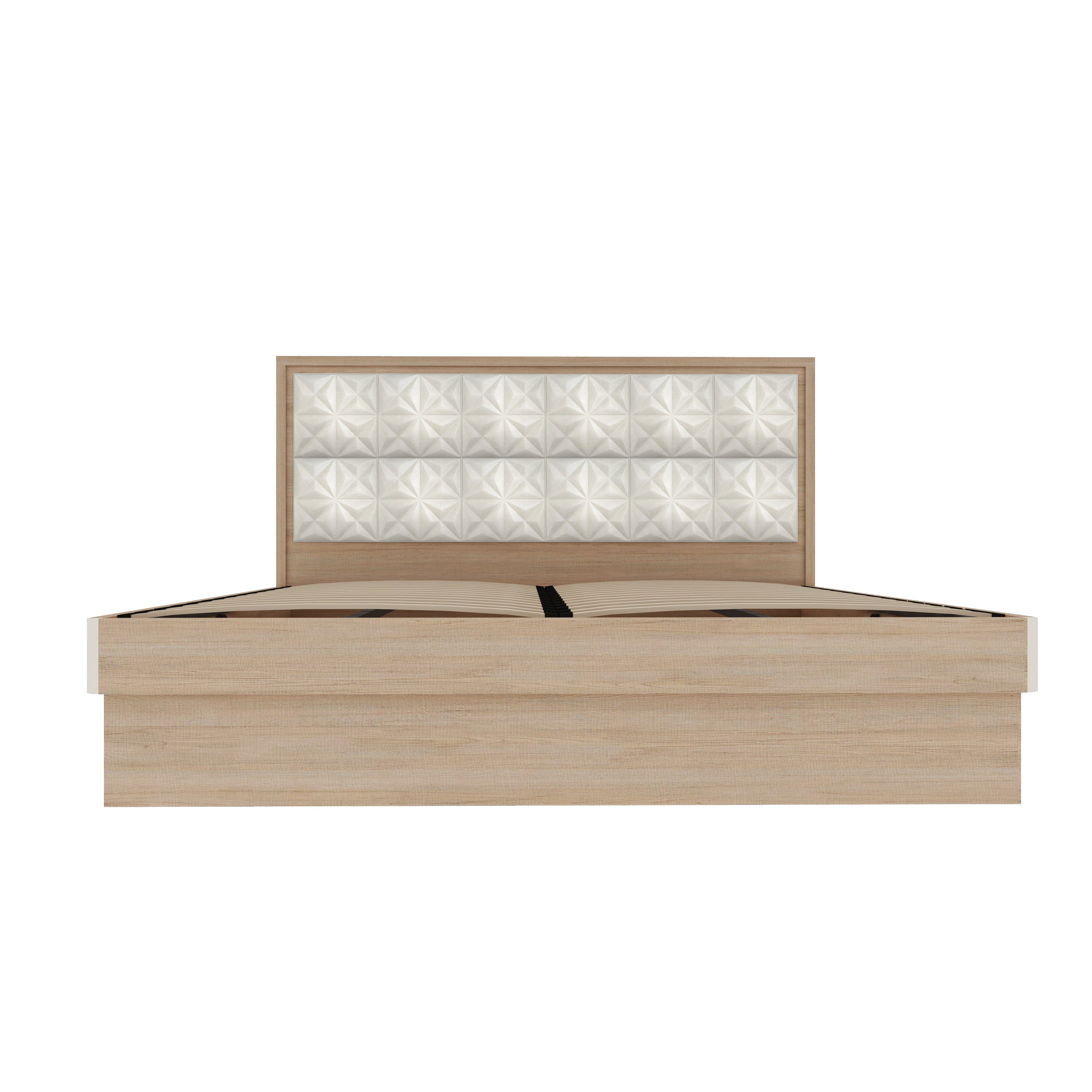 Jordan Queen Bed With Hydraulic storage in Sonam Oak & White Colour