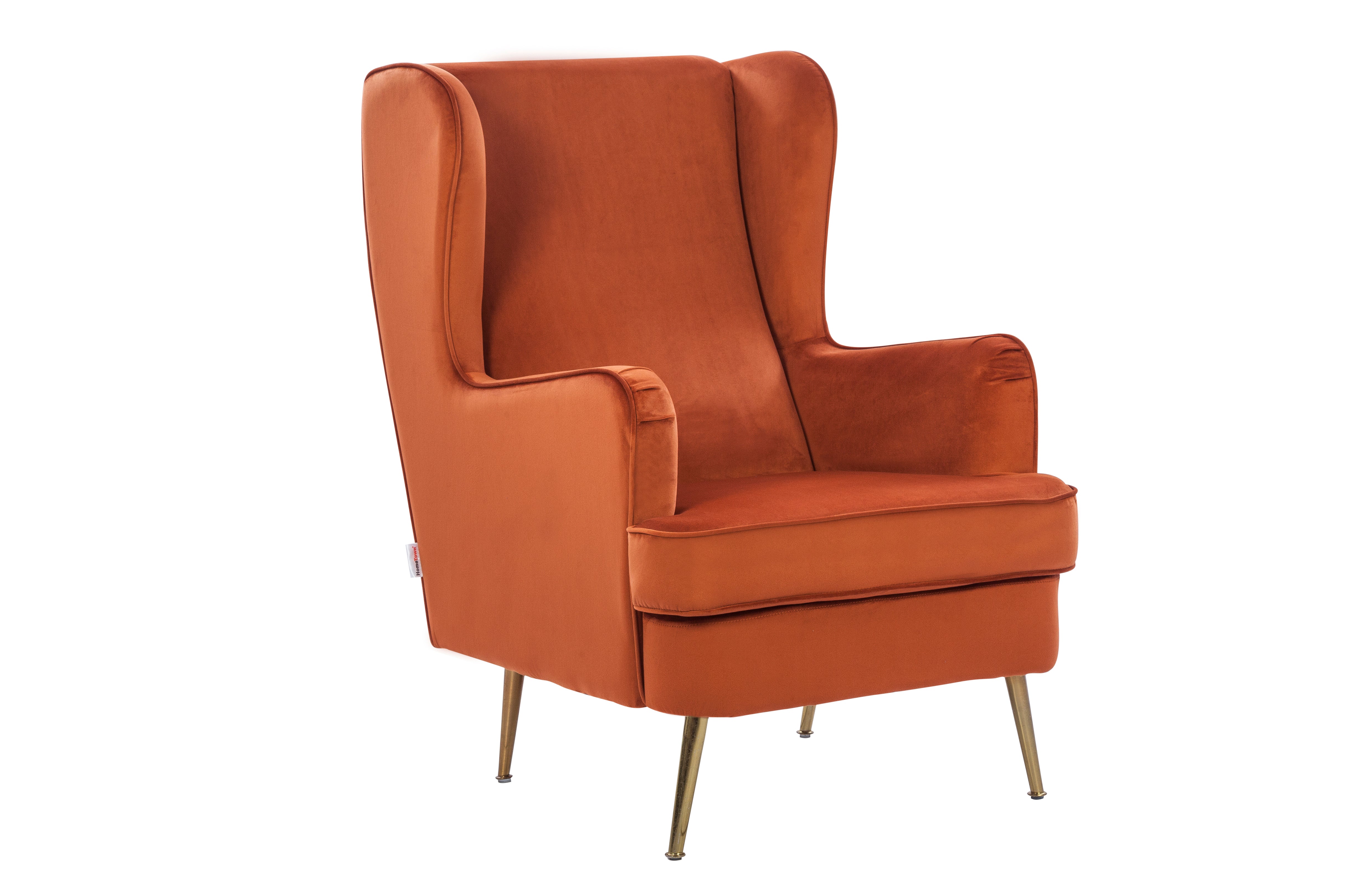 Charm Velvet Arm Chair in Rust Colour