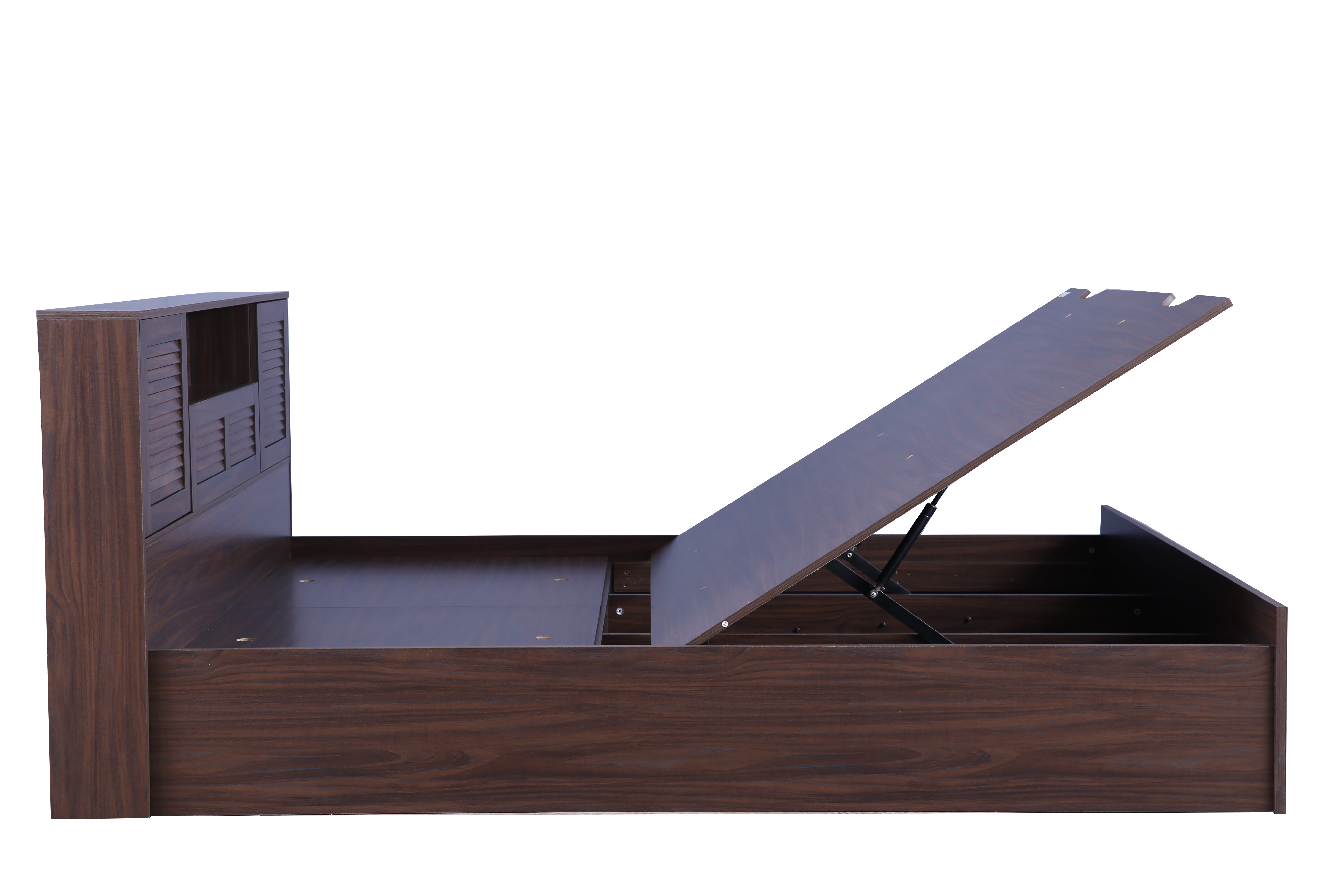 Bolton Queen Bed with Hydraulic storage in Walnut Colour