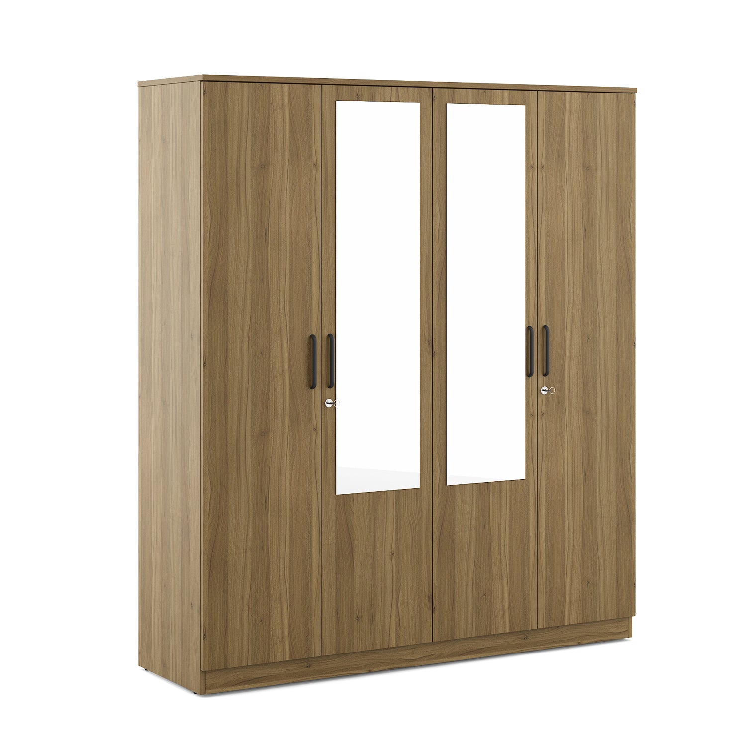 Paula Engineered Wood Queen Bed Box Storage with 4 Door Wardrobe & Night Stand Package