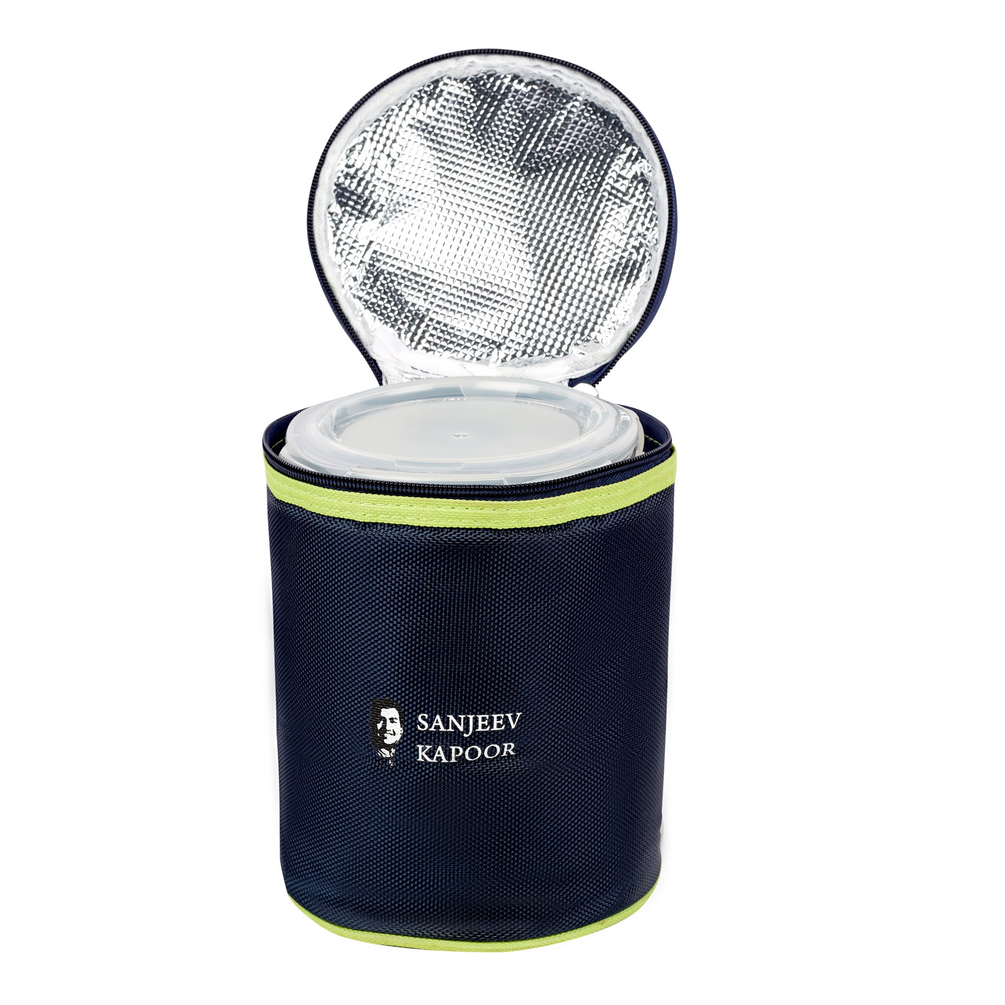 Boston Borosilicate Glass Microwave Safe Round Lunch box 400ml Set of 3 + Carry Bag in Blue Colour