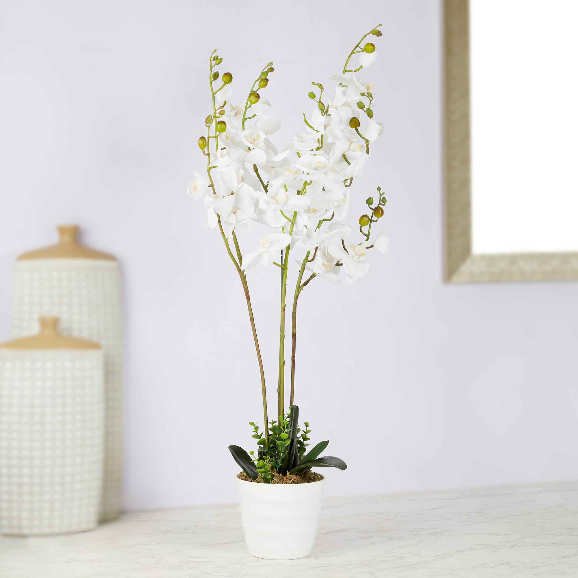 Ilana Artificial Orchid Potted Plant 75Cm in White Colour
