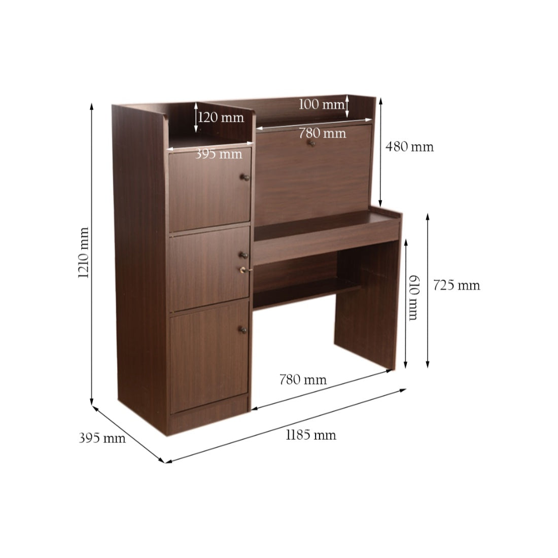 Venus Engineered Wood Study Table in Walnut Colour