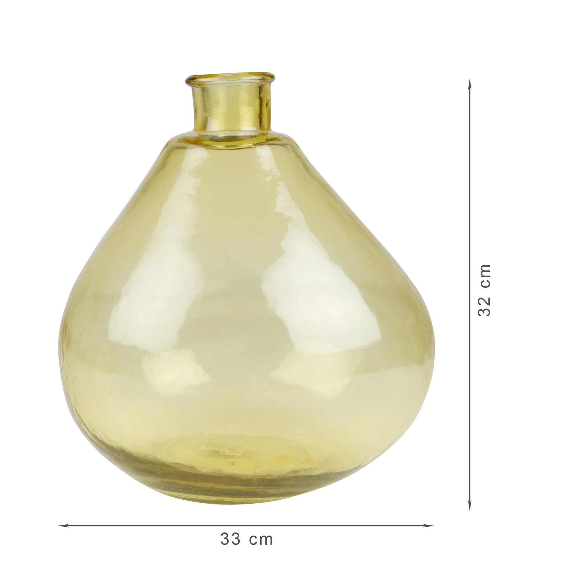 Phiona Glass Modern Organic Shapped Handcrafted Vase 32 Cm in Yellow Colour