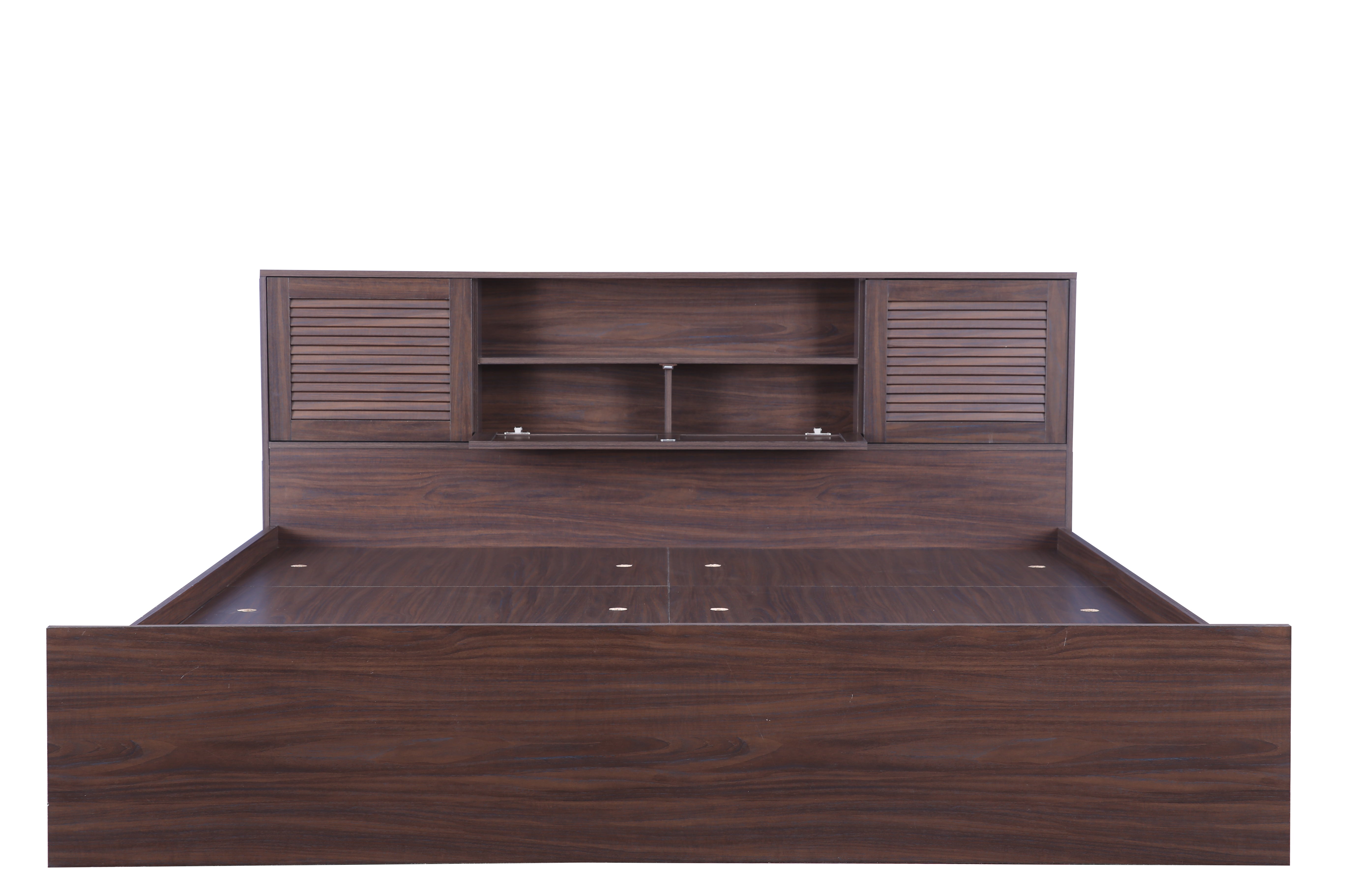Bolton Queen bed with Box storage in Walnut Colour