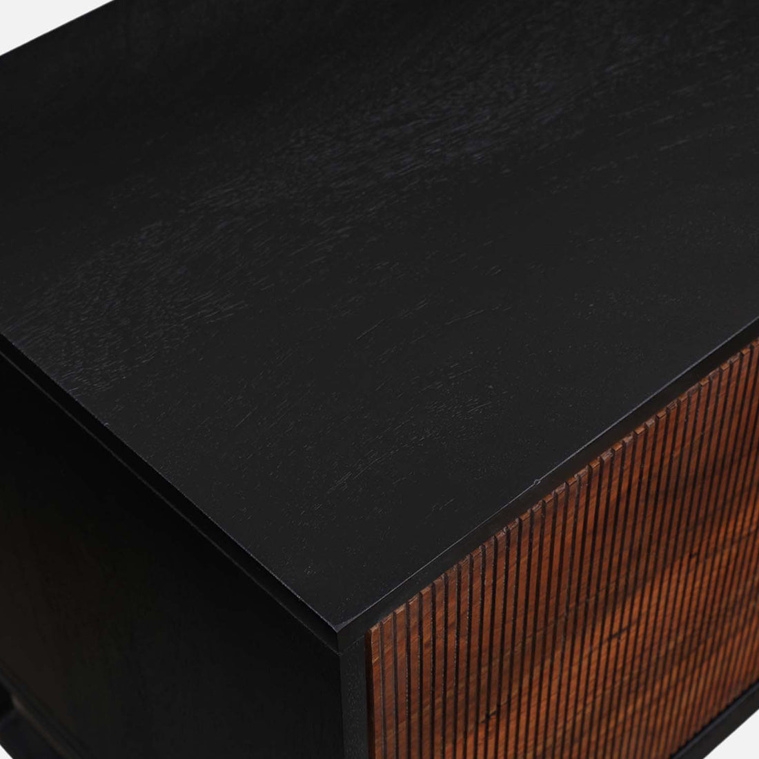 Sven Sheesham Wood(Rosewood) Low Height Tv Unit in Natural Sheesham & Black Colour