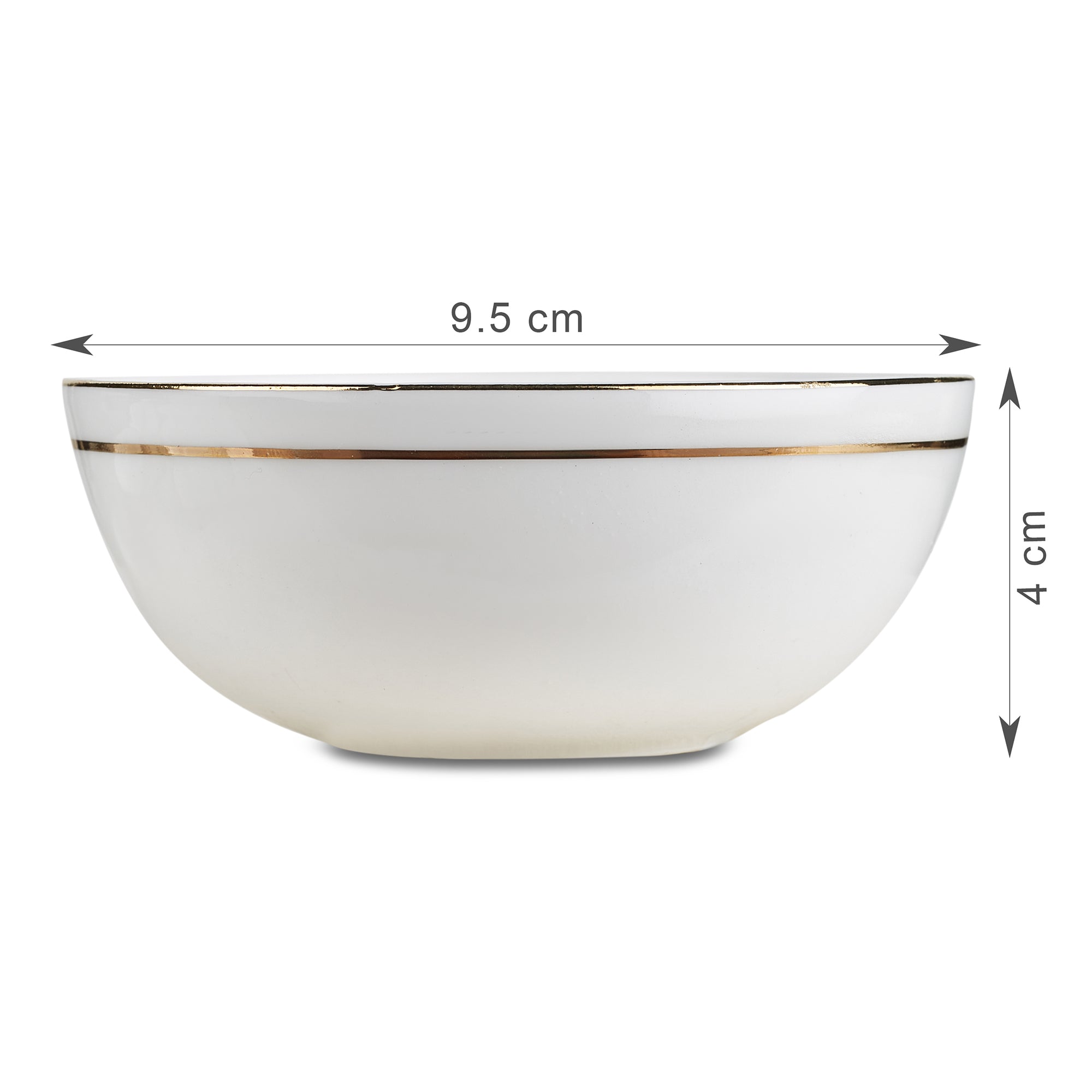 Avril Real Gold-Plated Bone China Veg Bowl/Katori Set of 4 in White Colour