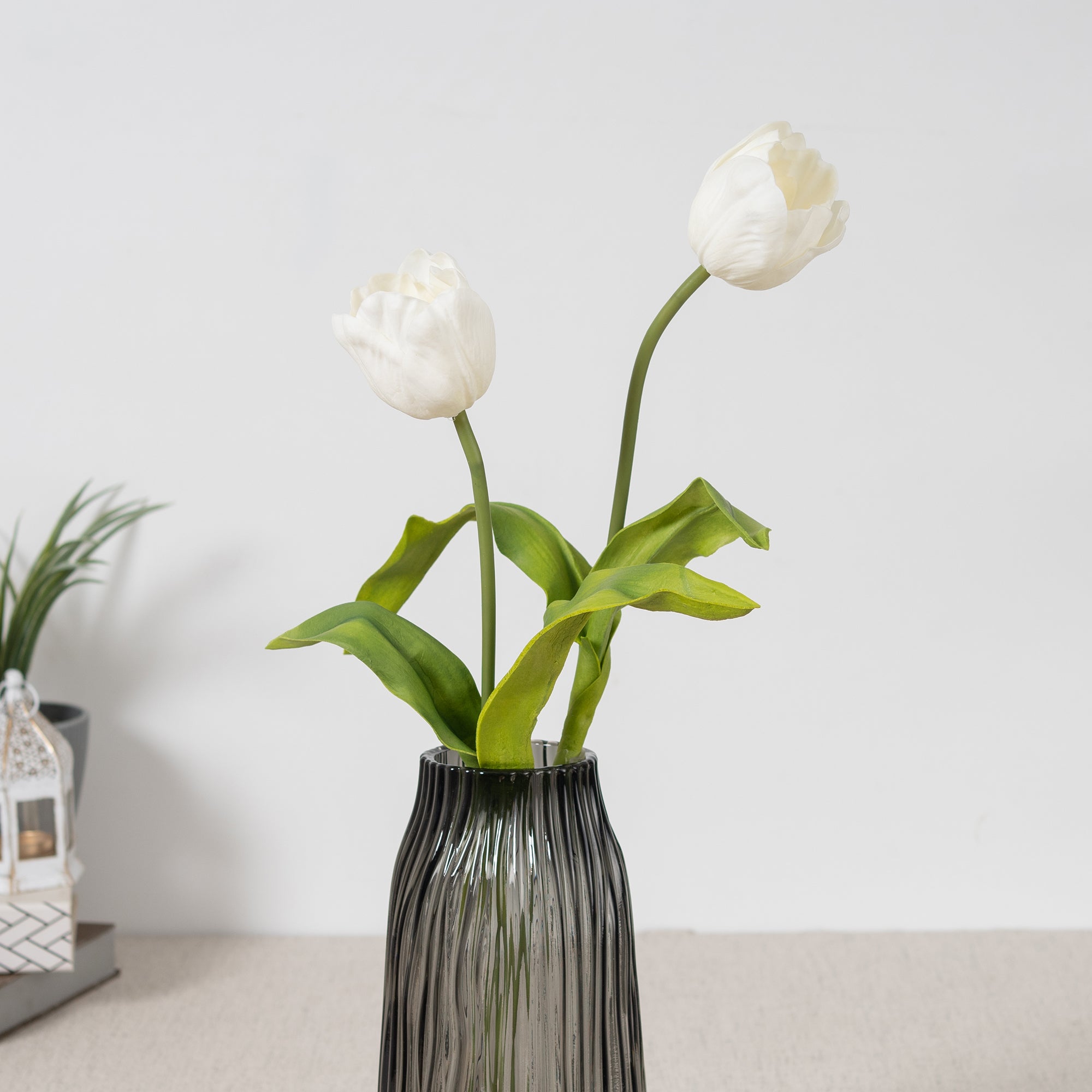 Elora  White Tulip Faux Flower 52 Cm in White Colour