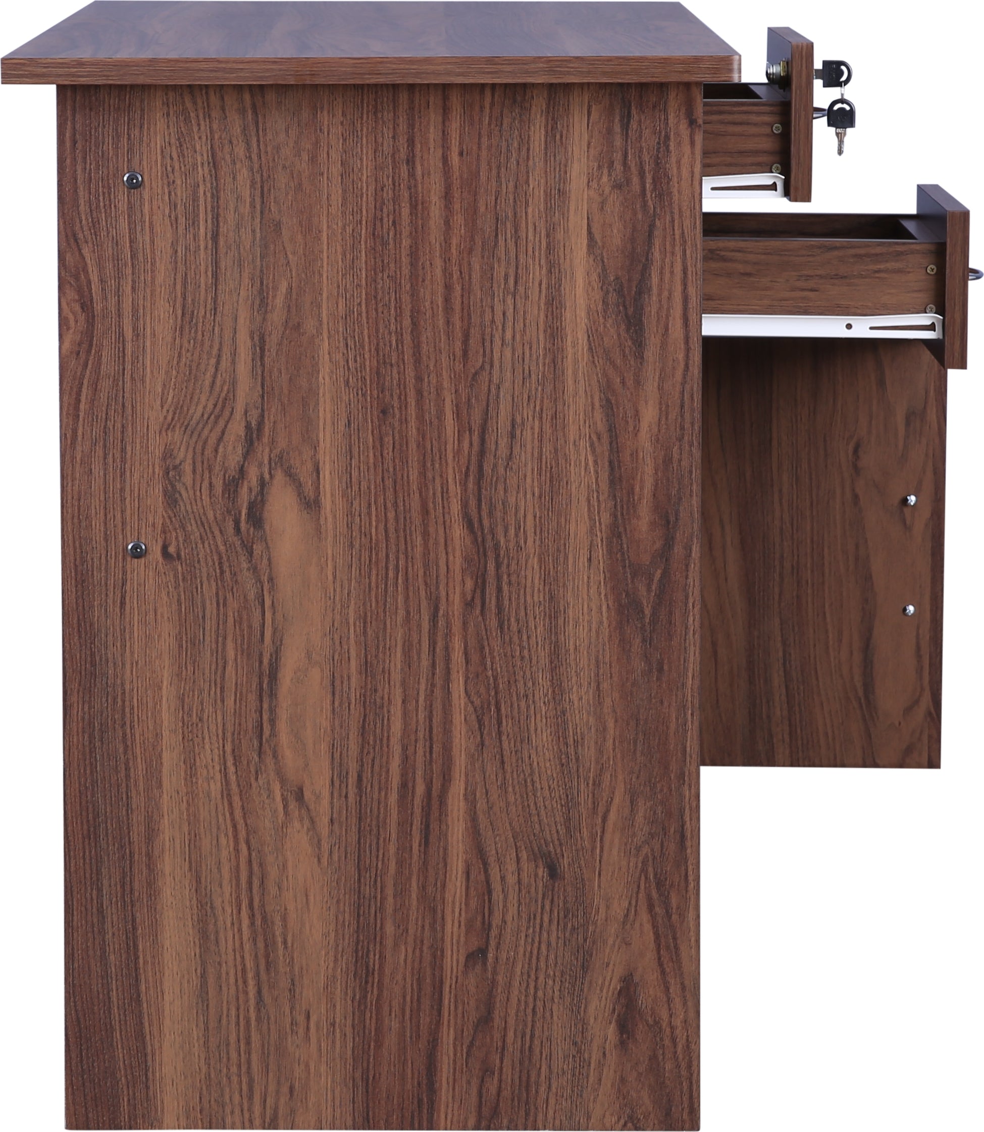 Simply Study Table with Three Drawer in Dark Walnut Colour
